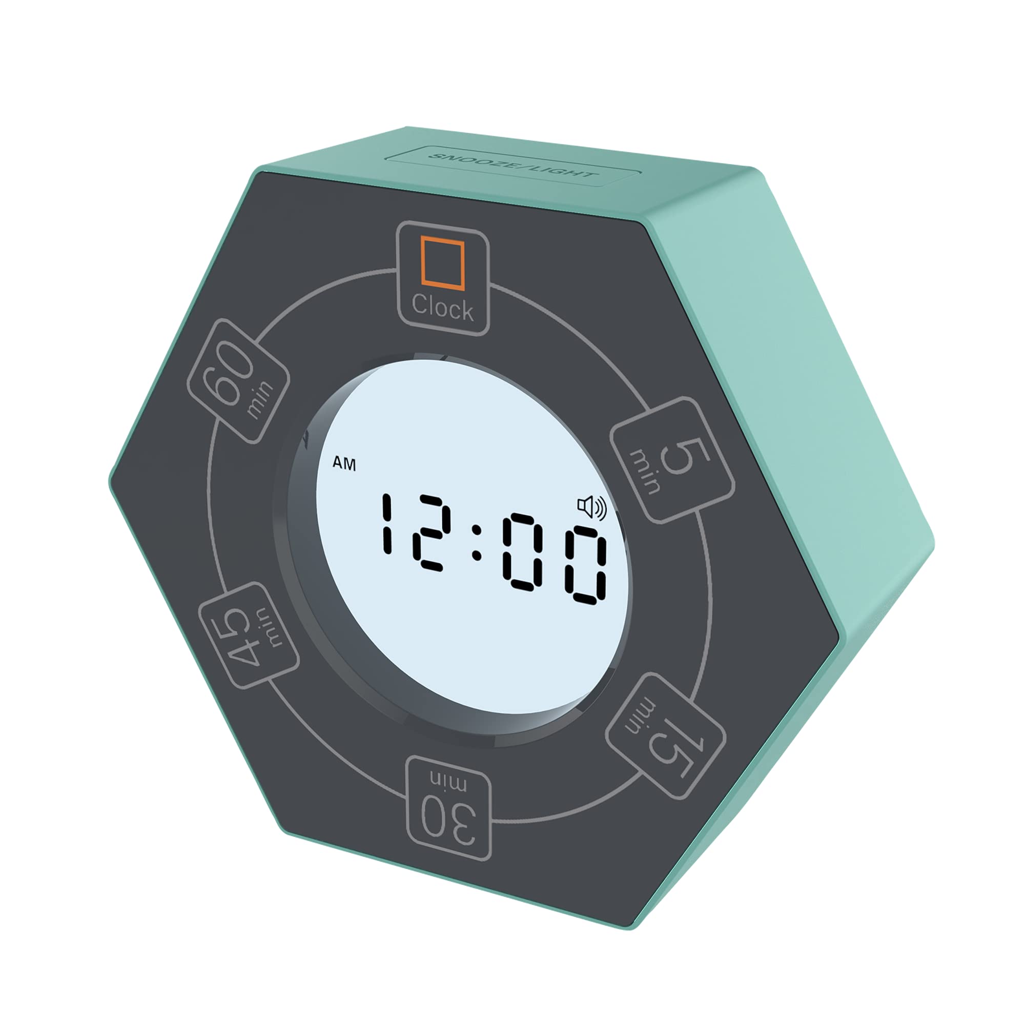 Digital Timer with Clock - 5/15/30/45/60 Minute Countdown Timer for Home, Office & Kitchen | Easy Time Management Tool (Cyan) | Perfect for Cooking, Studying, Workouts & Productivity
