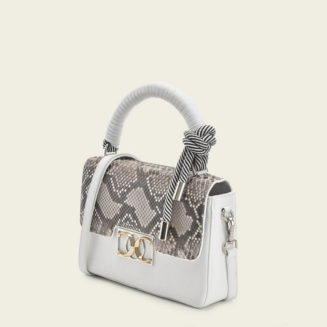 BOD0IPH Women's Fashion Python Handbag - Elegant White Dress Clutch Purse for Evening Parties, Weddings & Special Occasions
