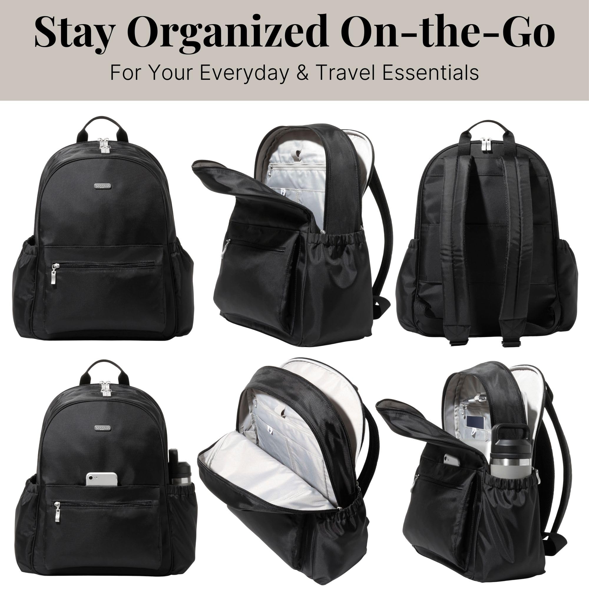 Baggallini Essential 16x12 Inch Lightweight Laptop Backpack with 16
