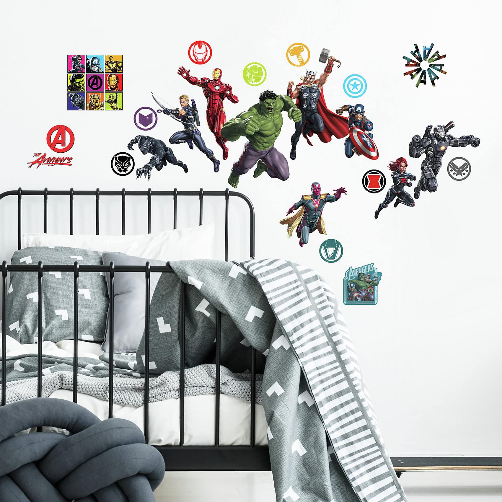 RoomMates Marvel Classic Avengers Peel and Stick Wall Decals - RMK4289SCS | Easy-to-Apply Removable Wall Stickers for Kids Bedroom, Nursery, Playroom & Office Decor