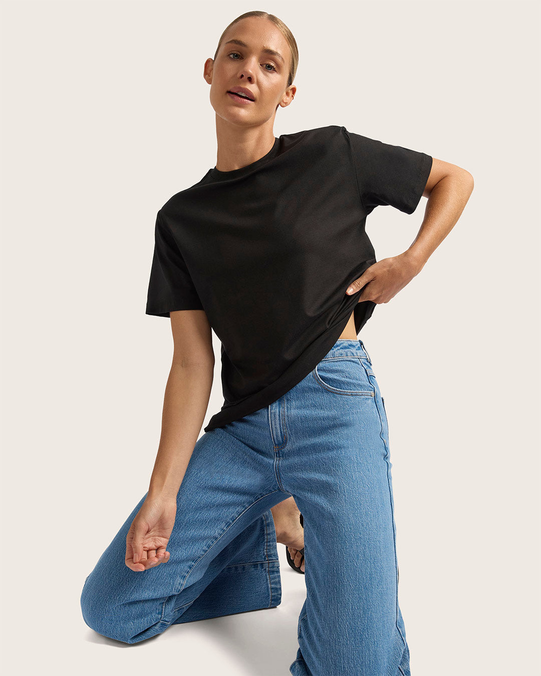 Women's Classic Crew Neck T-Shirt - Soft Cotton Casual Tee for Everyday Wear | Perfect for Work, Gym & Outfits | Black