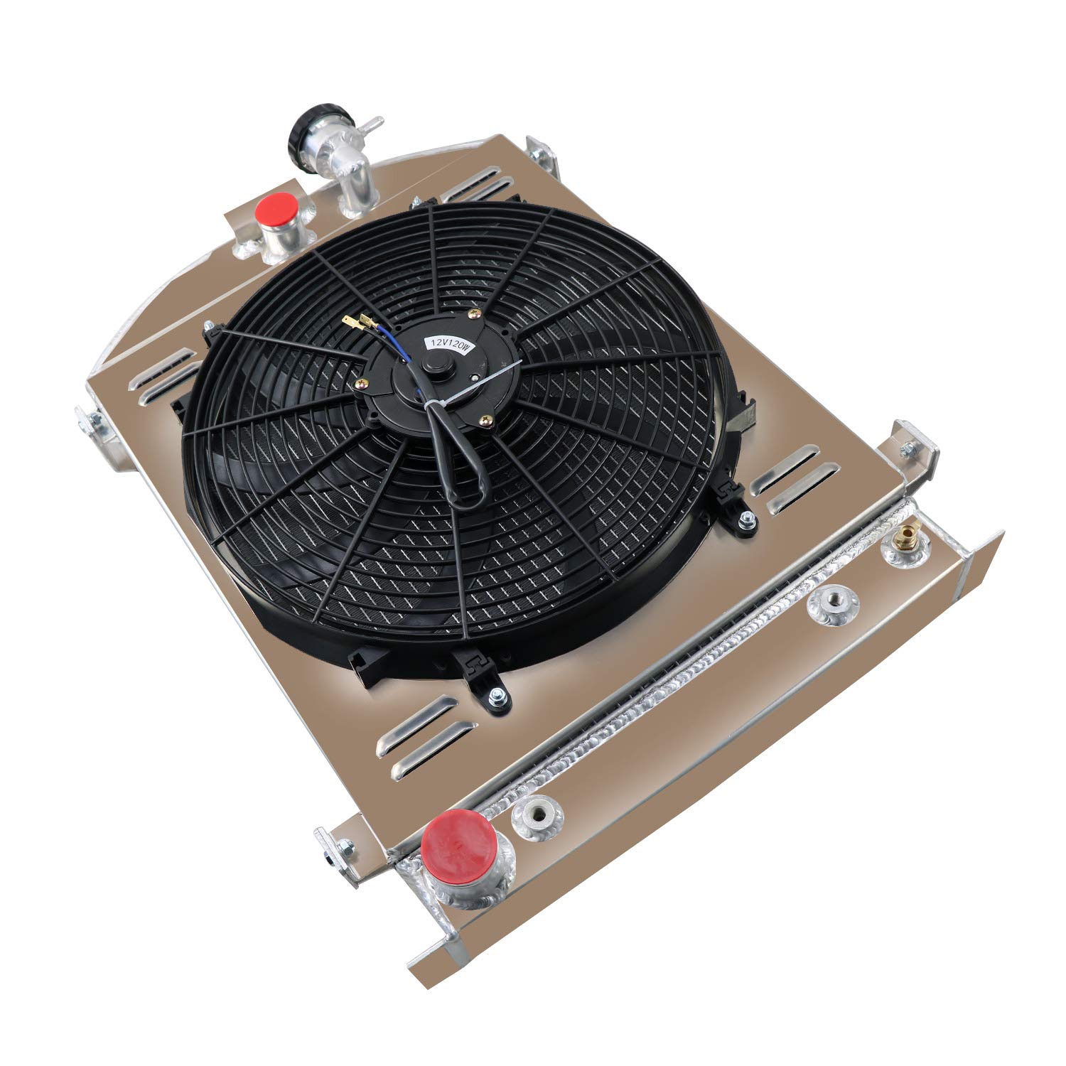 ALLOYWORKS 4 Row High Performance Aluminum Radiator with Shroud Fan & Relay Kit - Compatible with 1928-1931 Ford Model A (1928,1929,1930,1931) - Perfect for Classic Car Restoration & Hot Rod Upgrades