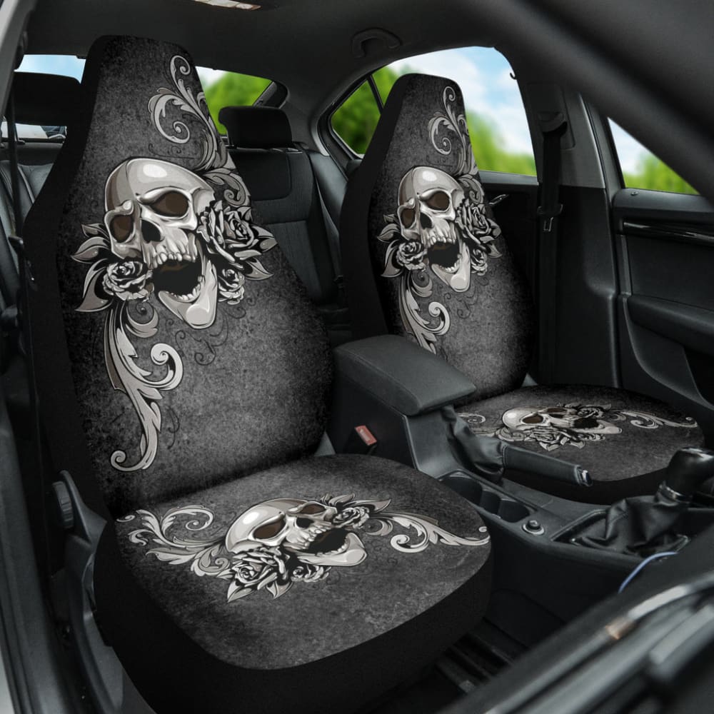 Floral Skull Car Seat Covers - Custom Design for Unique Style | Perfect Gift for Car Enthusiasts & Gothic Lovers | Durable Protection for Seats