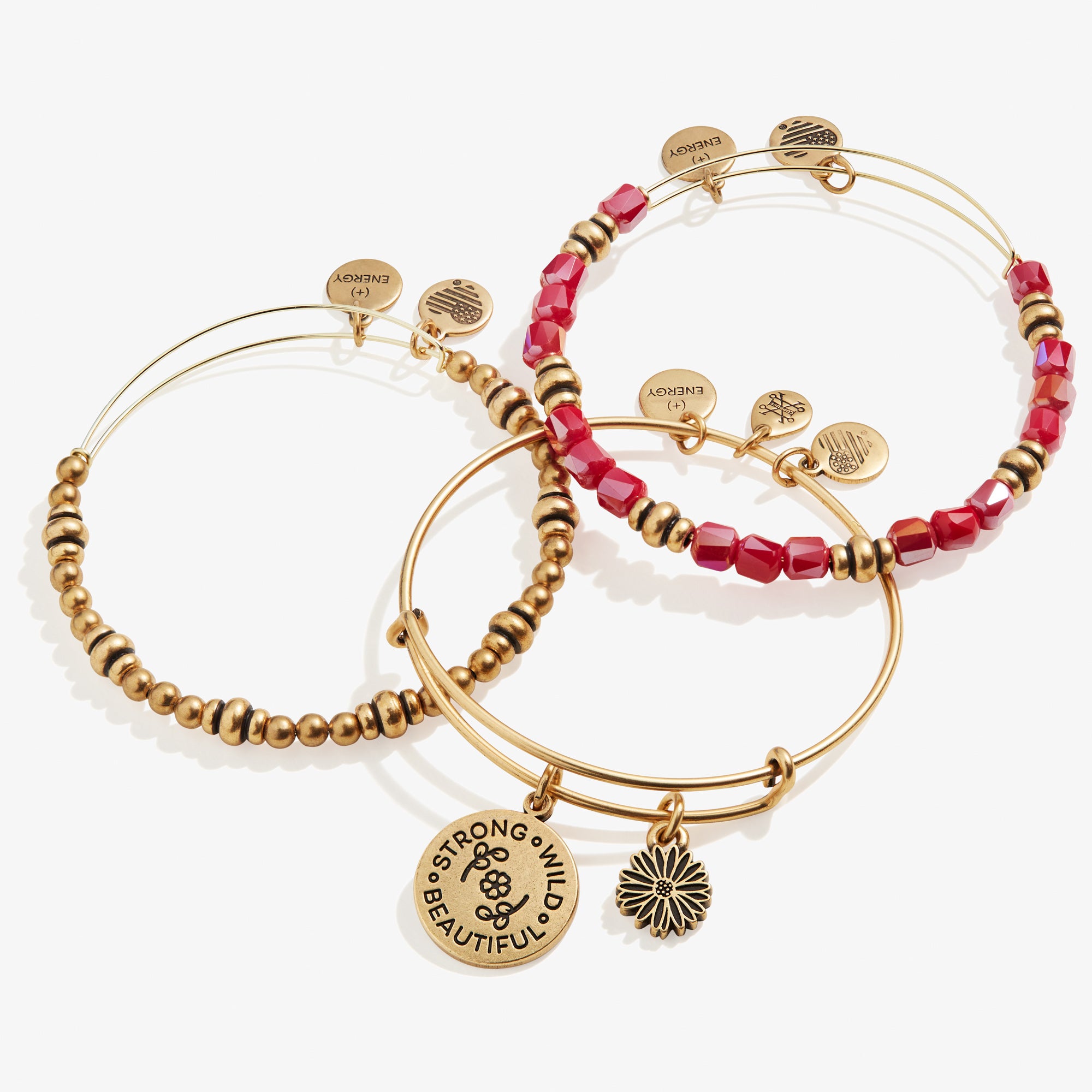 Strong Wild Beautiful Charm Bangles - Set of 3 Stackable Bracelets for Women | Boho Jewelry for Everyday Wear, Parties & Gifts