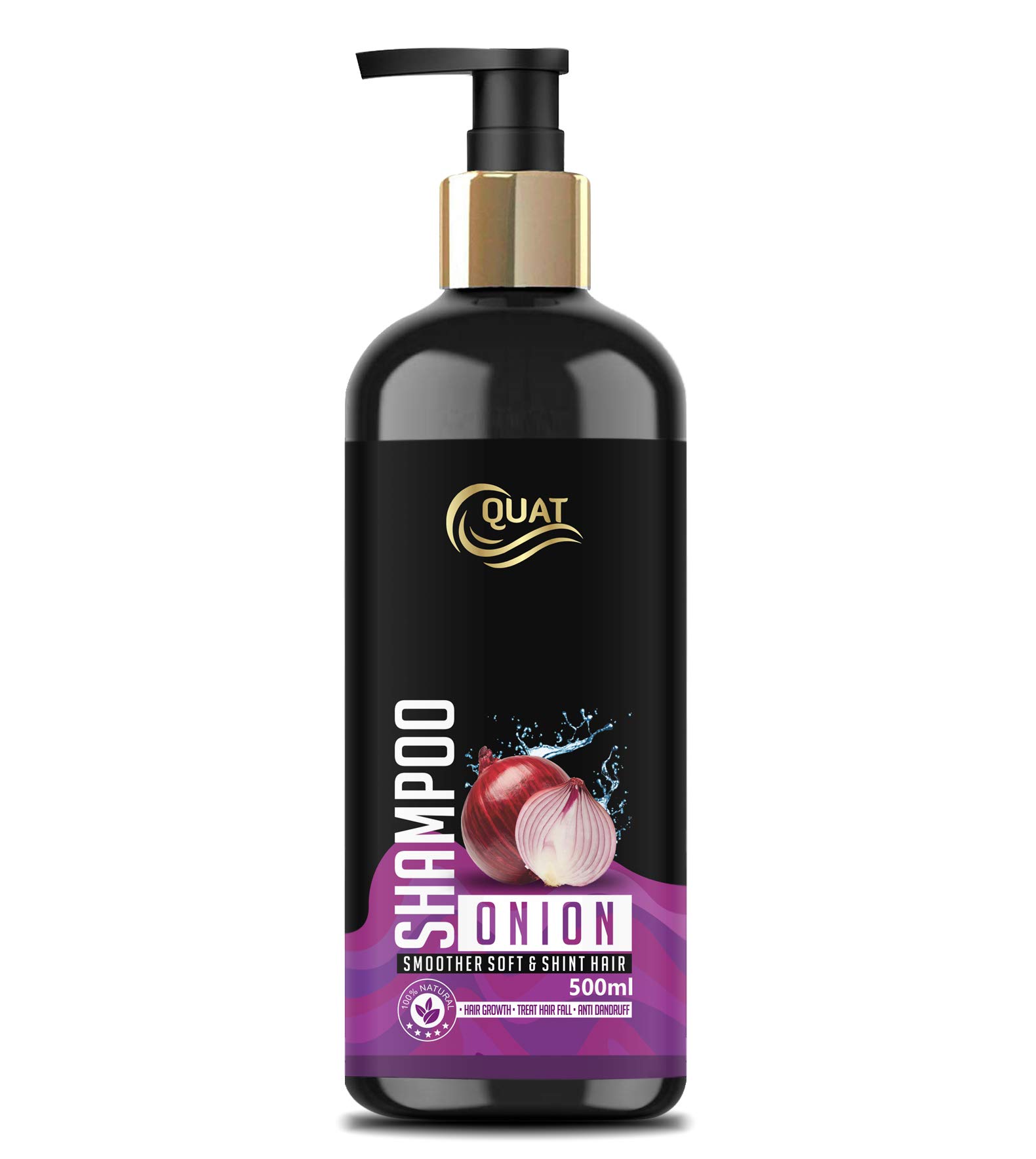 Quat 100% Natural Onion Oil Extract Shampoo for Damaged Hair & Hair Fall Control - 500ml | Sulfate-Free Hair Growth Treatment for Thinning Hair & Scalp Care | Perfect for Daily Use & Hair Repair