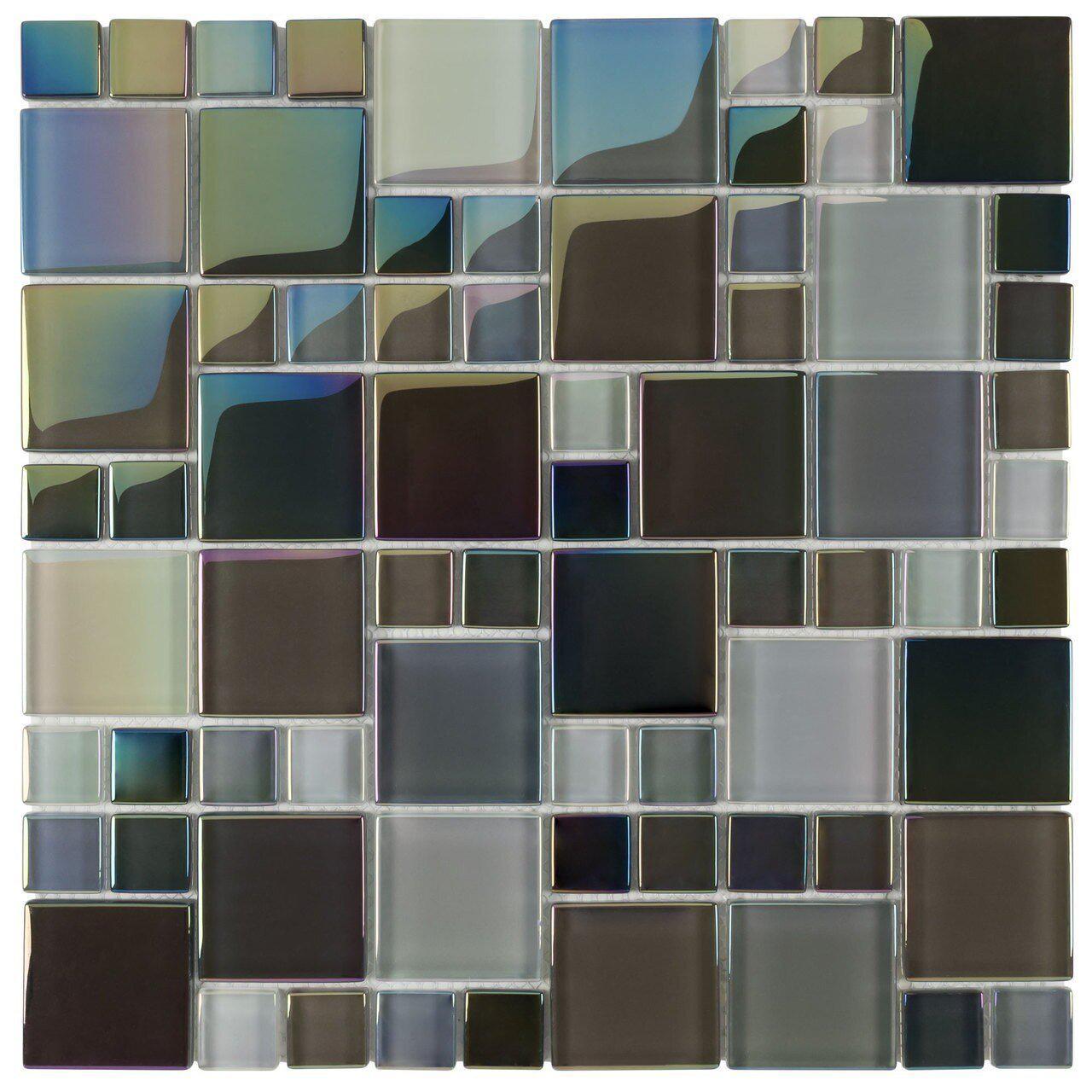 Shimmer Grey Glass Pool Tile - Random Pattern for Swimming Pool Mosaic & Backsplash Decoration