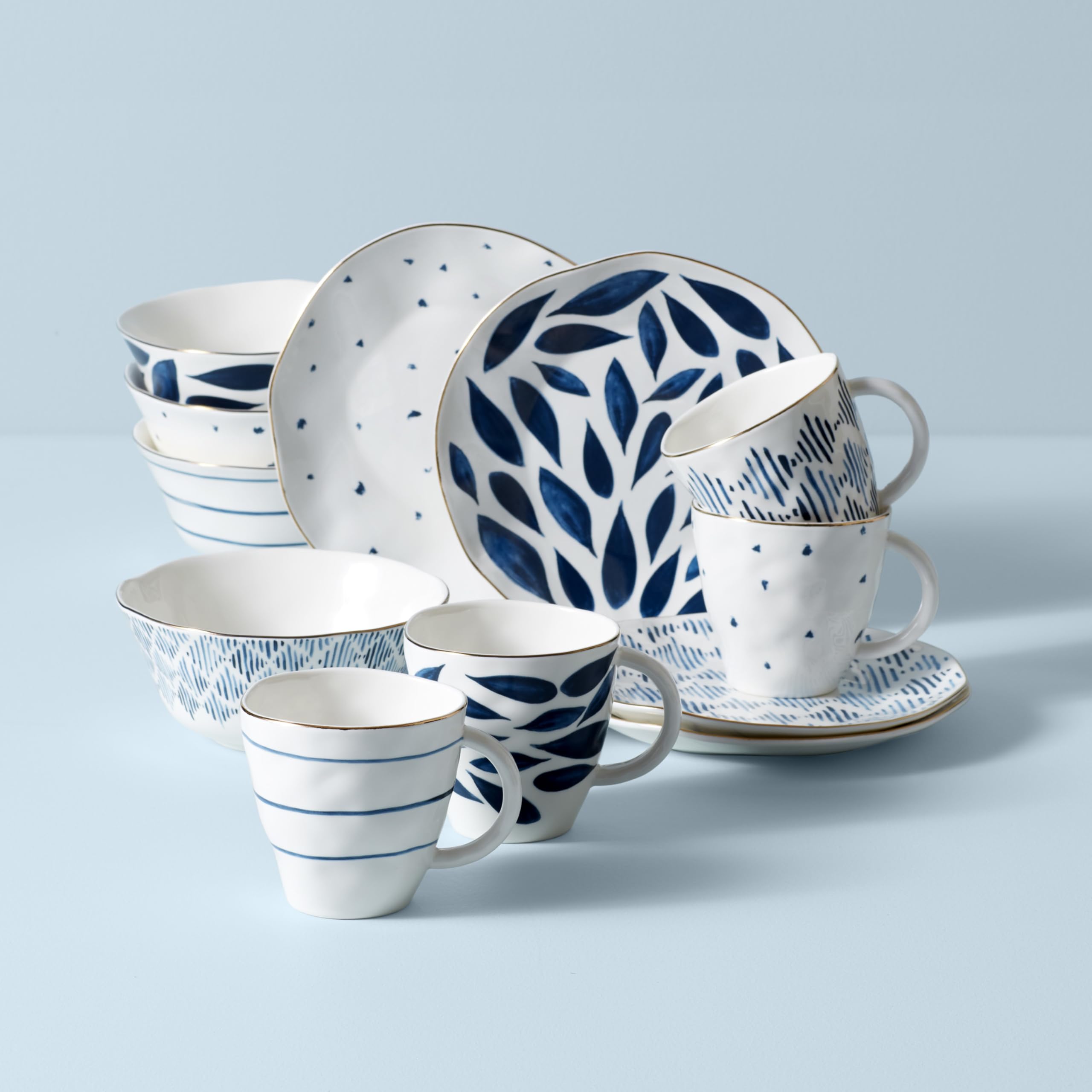 Lenox Blue Bay 12-Piece Dessert Plates Set - Elegant Fine China for Formal Dining & Entertaining (10.30 LB) - Perfect for Dinner Parties, Holiday Gatherings & Special Occasions