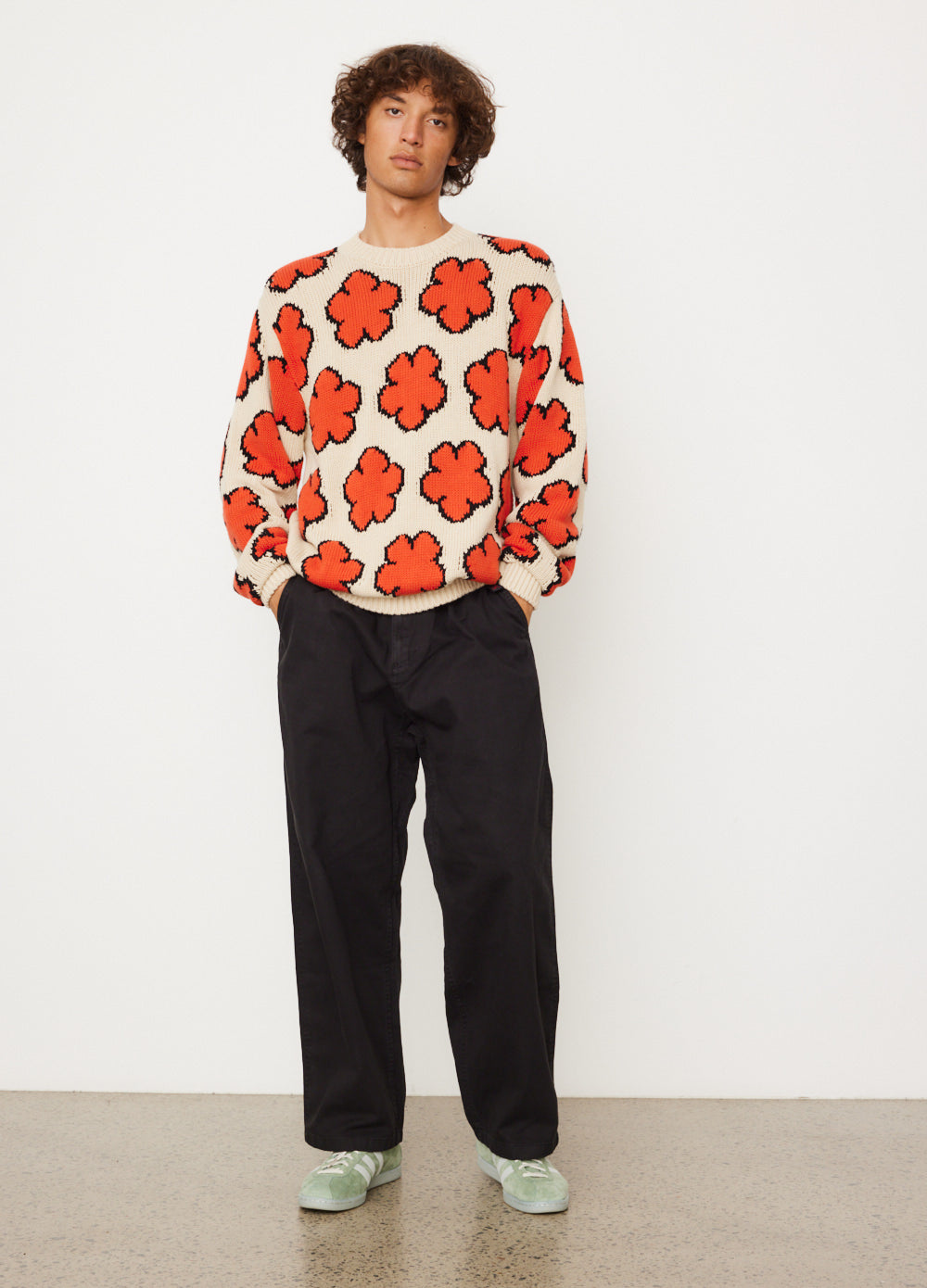 Stylish All Over Bokeh Floral Print Jumper - Trendy Women's Knit Sweater for Casual Outfits & Fall Fashion
