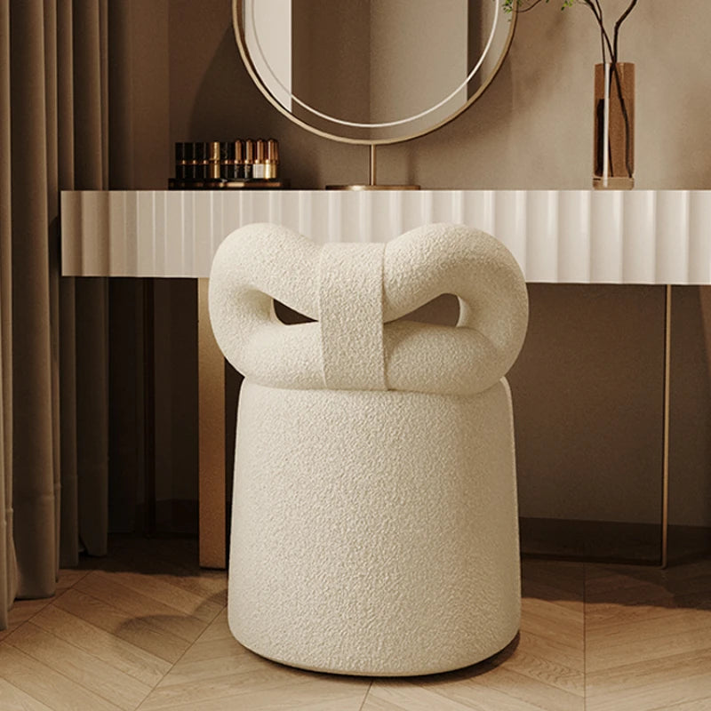 Luxury Cashmere Bow Backrest Stool - Soft & Comfortable Chair for Living Room, Bedroom, or Office - Elegant Home Decor & Seating Solution