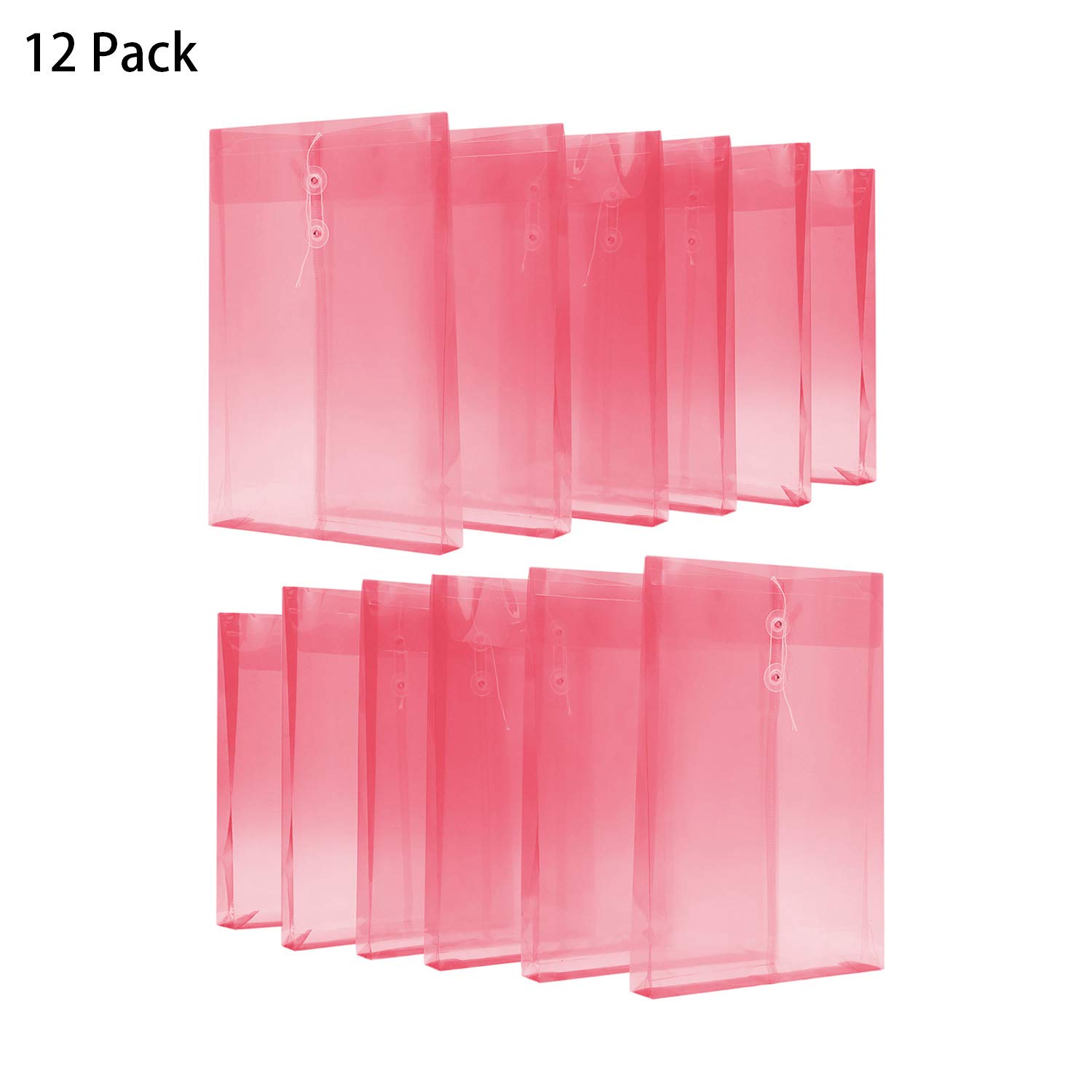 12PCS A4 Plastic File Envelopes - Waterproof Letter Size Document Organizers with Button String Closure for Office, School, Projects, Bills & Contracts Storage | Perfect for Filing, Mailing & Organizing Important Papers