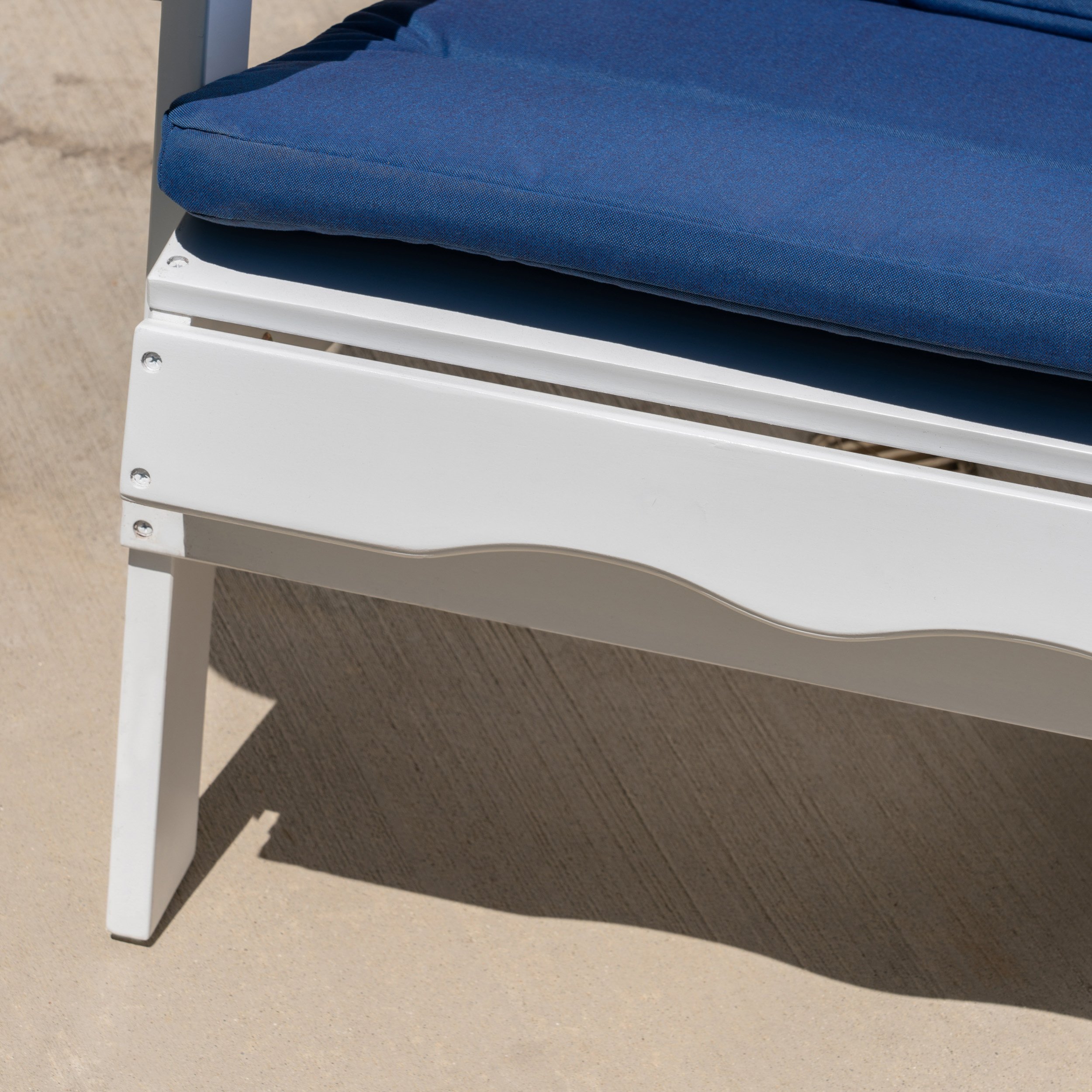 Premium Acacia Wood Folding Adirondack Chairs with Cushions (Set of 4) - Weather-Resistant Outdoor Furniture for Patio, Garden, Poolside & Backyard Relaxation - White & Navy Blue