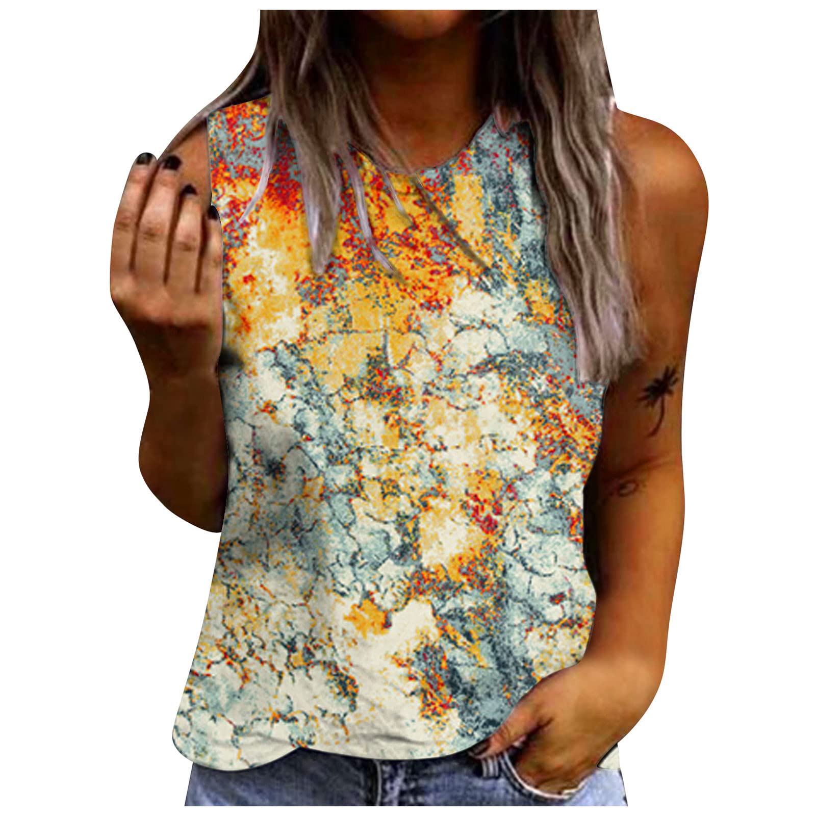 Women's Sleeveless Yoga Tank Tops - Breathable Round Neck Summer Shirts for Women, Loose Fit Athletic Workout Tops - Perfect for Yoga, Gym, Running & Casual Wear