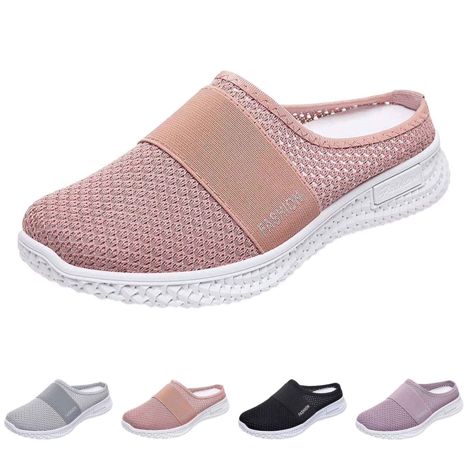 **Women's & Men's Breathable Mesh Slip-On Sneakers - Backless Walking Shoes for Summer, Casual Dress & Tennis - Waterproof Platform Cross Trainer for Gym, Work & Travel**