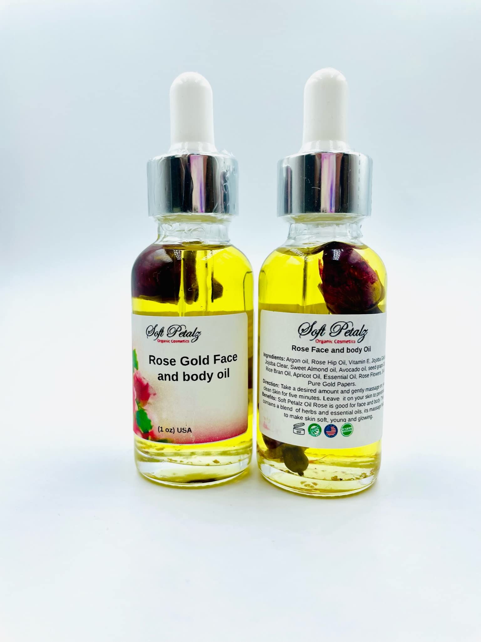 Organic Rose Gold Facial Oil for Glowing Skin - Hydrating & Anti-Aging Face Serum | Perfect for Night Routine & Dry Skin Care