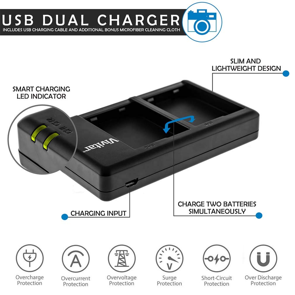 UltraPro LP-E10 High-Capacity Replacement Battery & Rapid Dual Charger for Canon EOS Rebel T7, SL3, T100, T7i, M50 - Includes Camera Cleaning Kit, Screen Protector & Mini Tripod | Perfect for Travel Photography, Vlogging & Outdoor Shooting