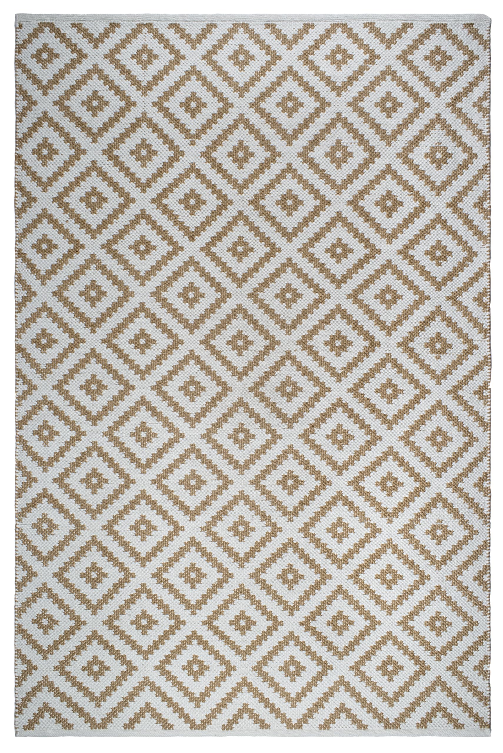 Fab Habitat Reversible PET Rugs - Eco-Friendly Handwoven Indoor/Outdoor Rug | Stain & Weather Resistant, Easy to Clean | Chanler Kilim Design in Almond & White (5' x 8') | Perfect for Patio, Living Room & High-Traffic Areas