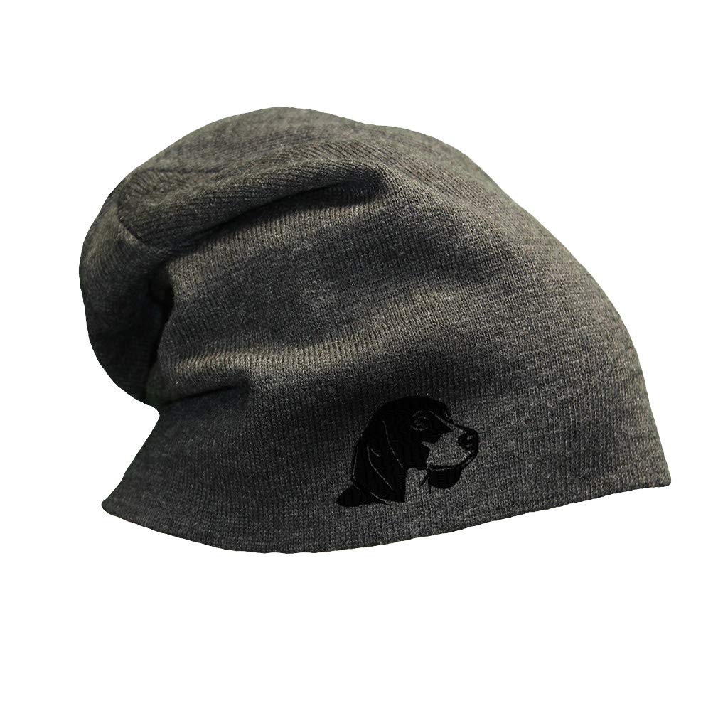 Men's Slouchy Beanie with Beagle Dog Silhouette Embroidery - Women's Skull Cap for Winter - Cozy Knit Hat for Outdoor Activities, Casual Wear & Dog Lovers