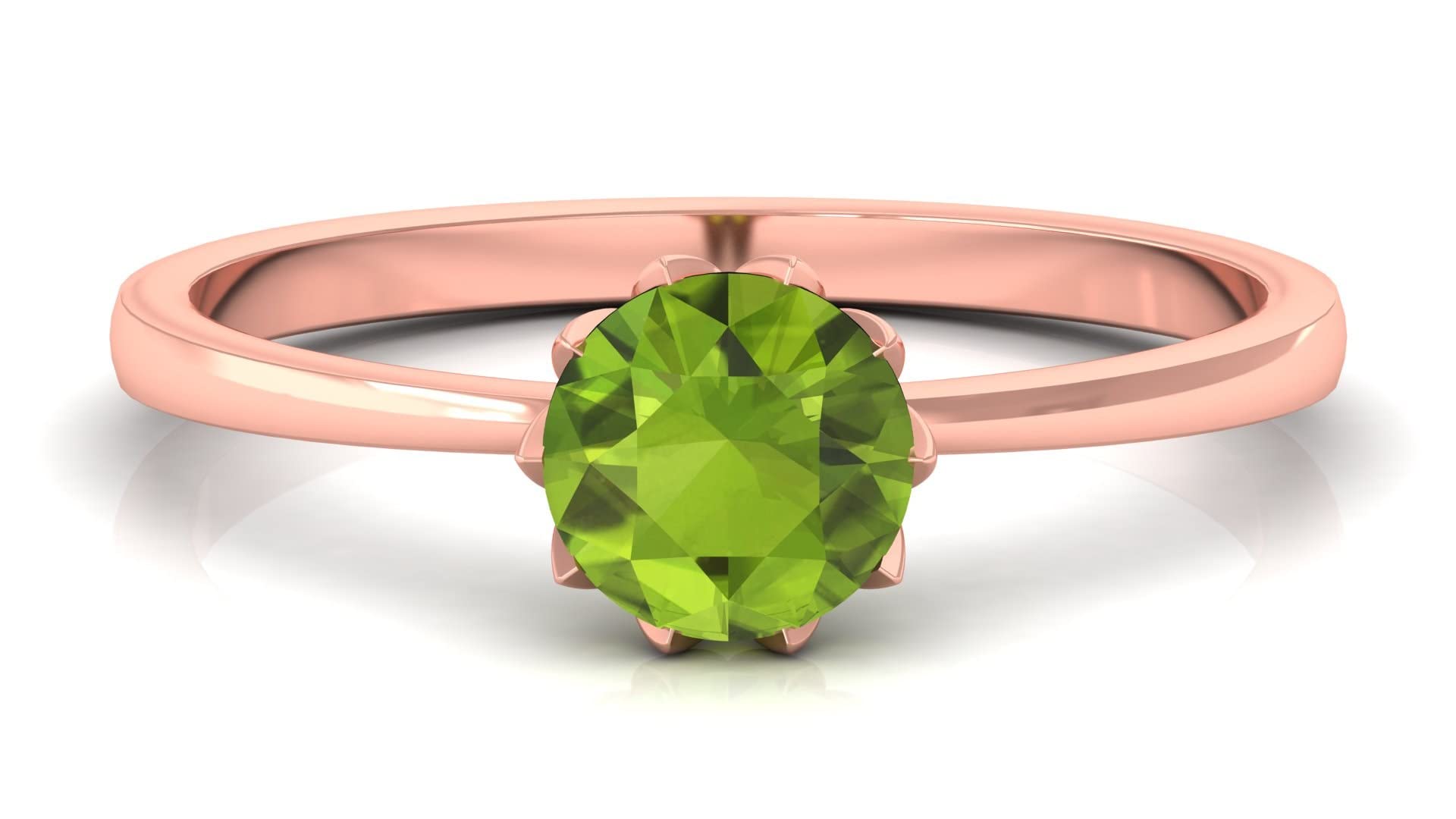 3/4 CT Round Cut Peridot Solitaire Ring for Women - 14K Solid Gold August Birthstone Jewelry - Perfect for Birthdays, Anniversaries & Special Occasions