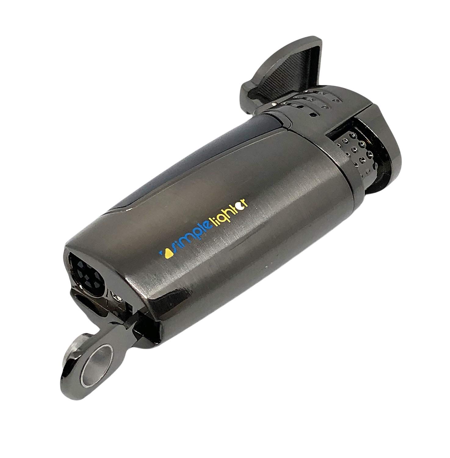Refillable Butane Triple Torch Lighter - All Metal Body with Gift Box for Cigars & Outdoor Use