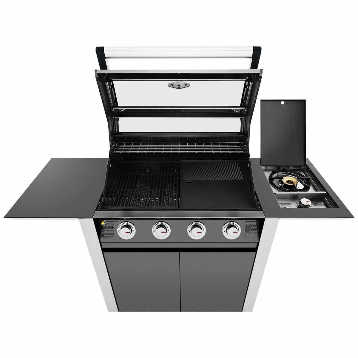 Beefeater 1600 Series 4-Burner Dark Charcoal BBQ Grill with Side Burner & Rolling Trolley - BMG1641DA | Perfect for Backyard Grilling, Outdoor Parties & Family Gatherings