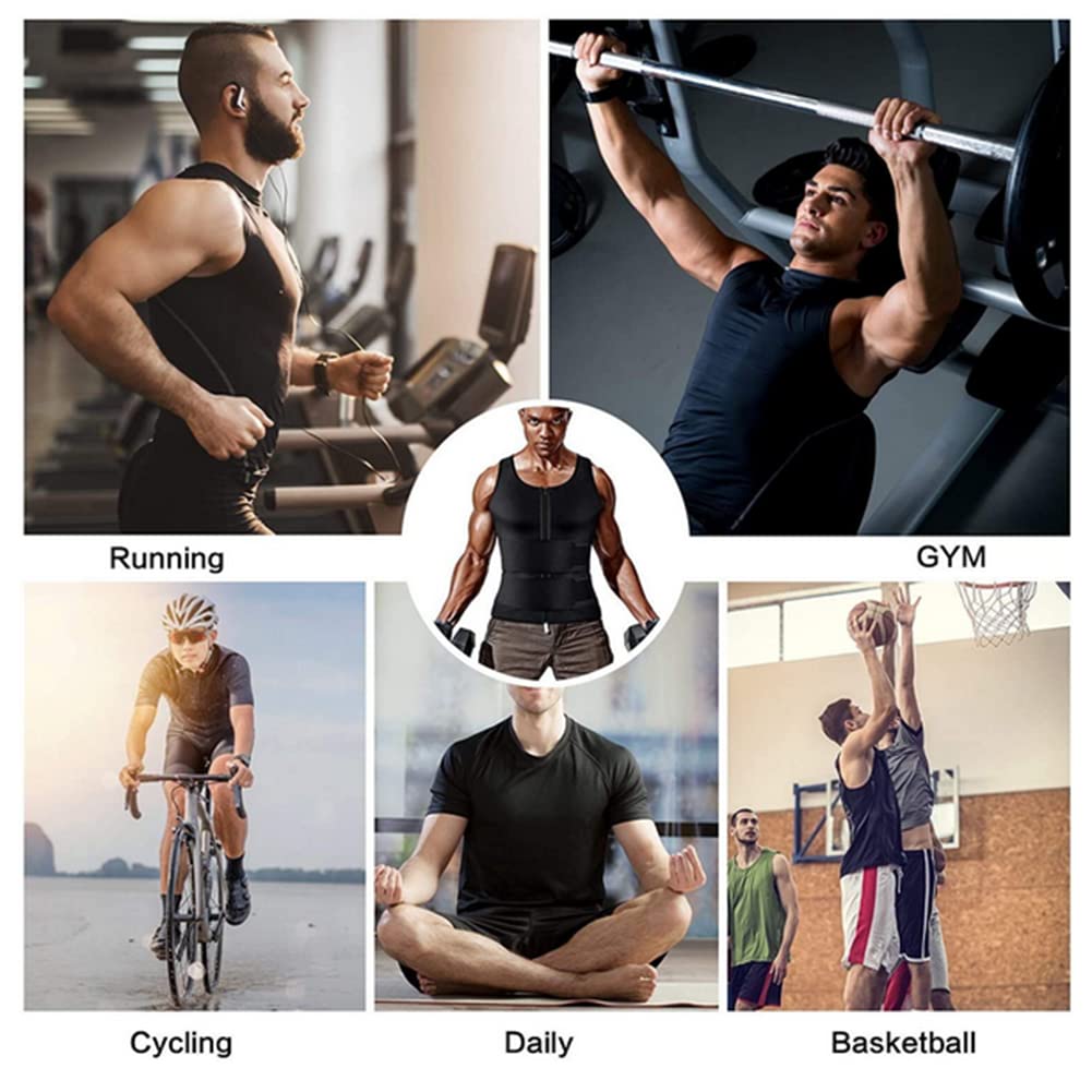 Men's Waist Trainer Vest - Double Belt Fat Burner Corset Top for Fitness & Sweat Workouts | Slimming Workout Shirt for Abdomen & Core Training
