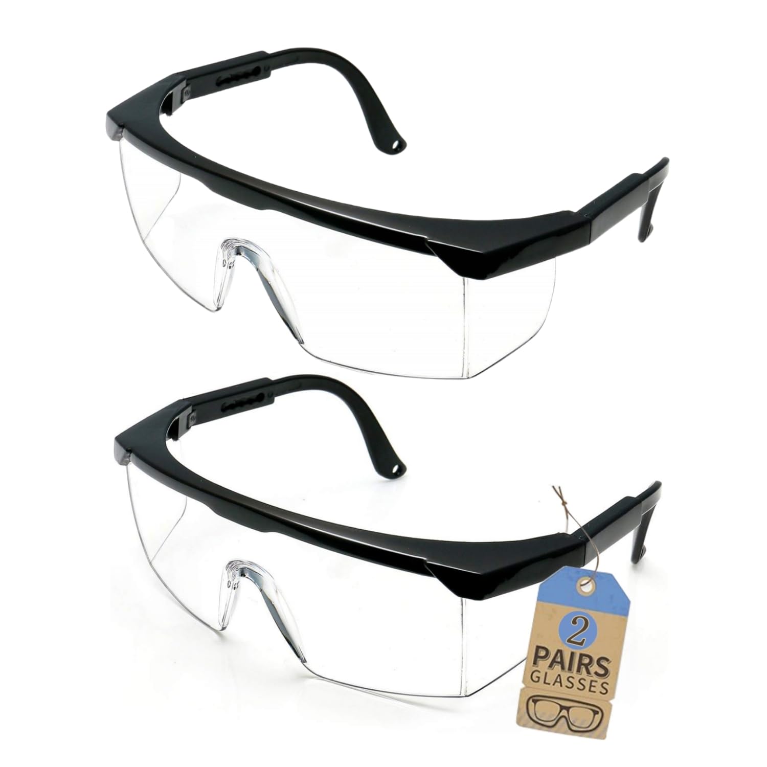 2-Pack Anti-Fog Safety Glasses - Adjustable Protective Eyewear with Clear Lens for Construction, Woodworking & DIY Projects