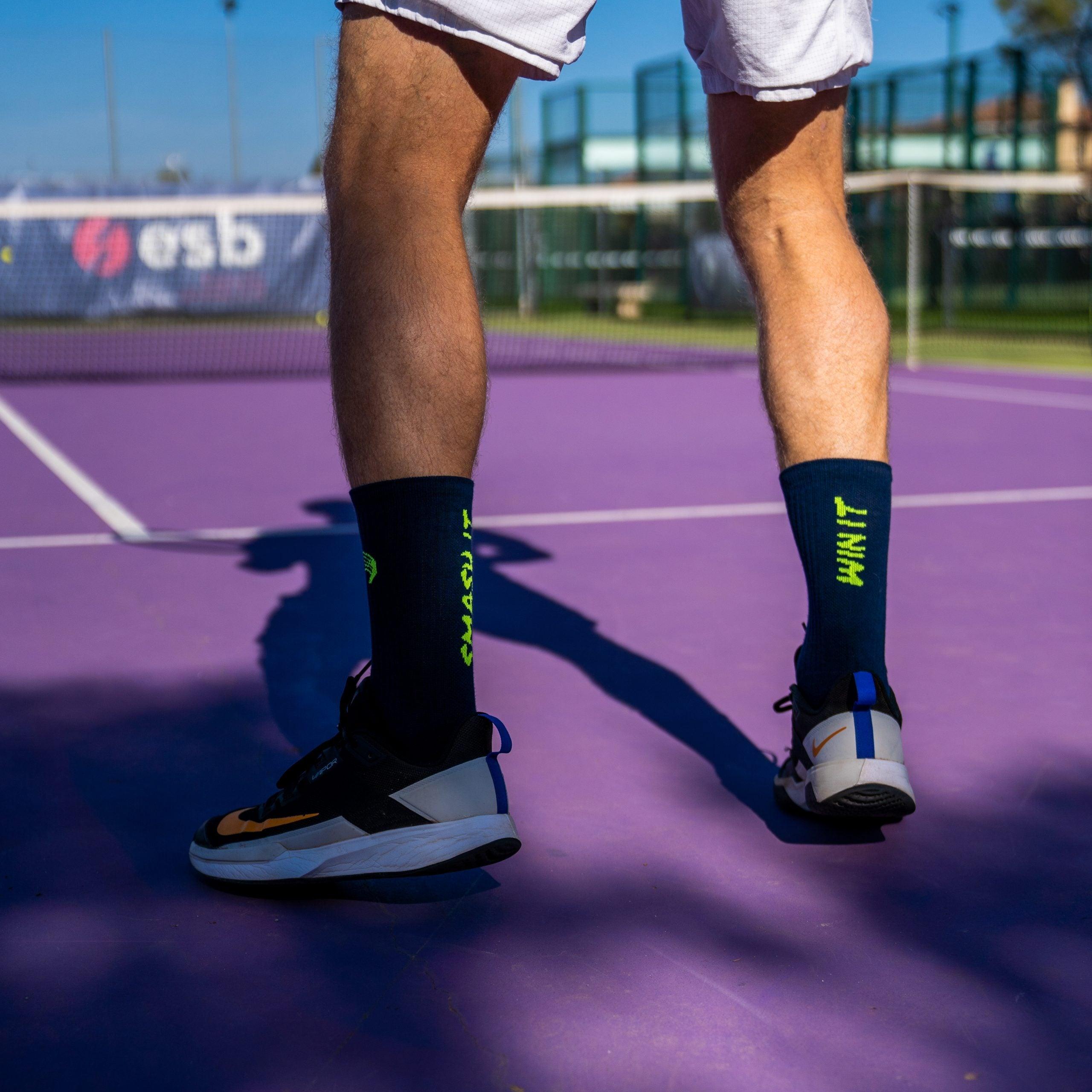 Sporcks Smash It Blue Tennis & Padel Socks - High Performance Cushioned Sports Socks for Tennis, Padel & Racquet Sports - Perfect for Court Matches & Training Sessions