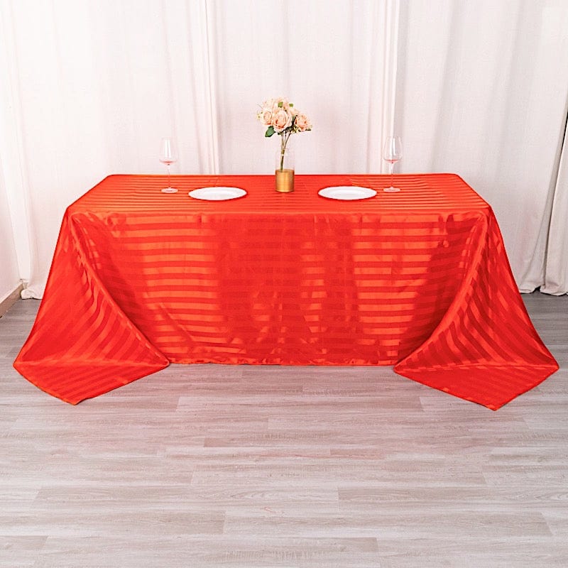 90x132 Inch Striped Satin Rectangular Tablecloth - Elegant Wedding Banquet Table Linen for Formal Dinners, Parties & Special Events