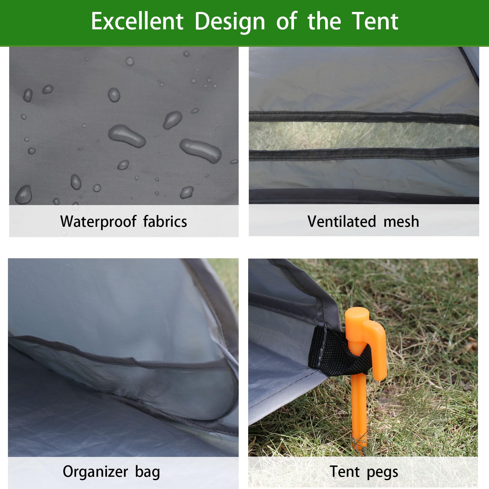 Large Foldable Cat Tent - Waterproof Portable Pet Tent for Indoor & Outdoor Use - Pop Up Cat Bed & Dog Tent, Grey - Perfect for Camping, Travel, and Backyard Relaxation