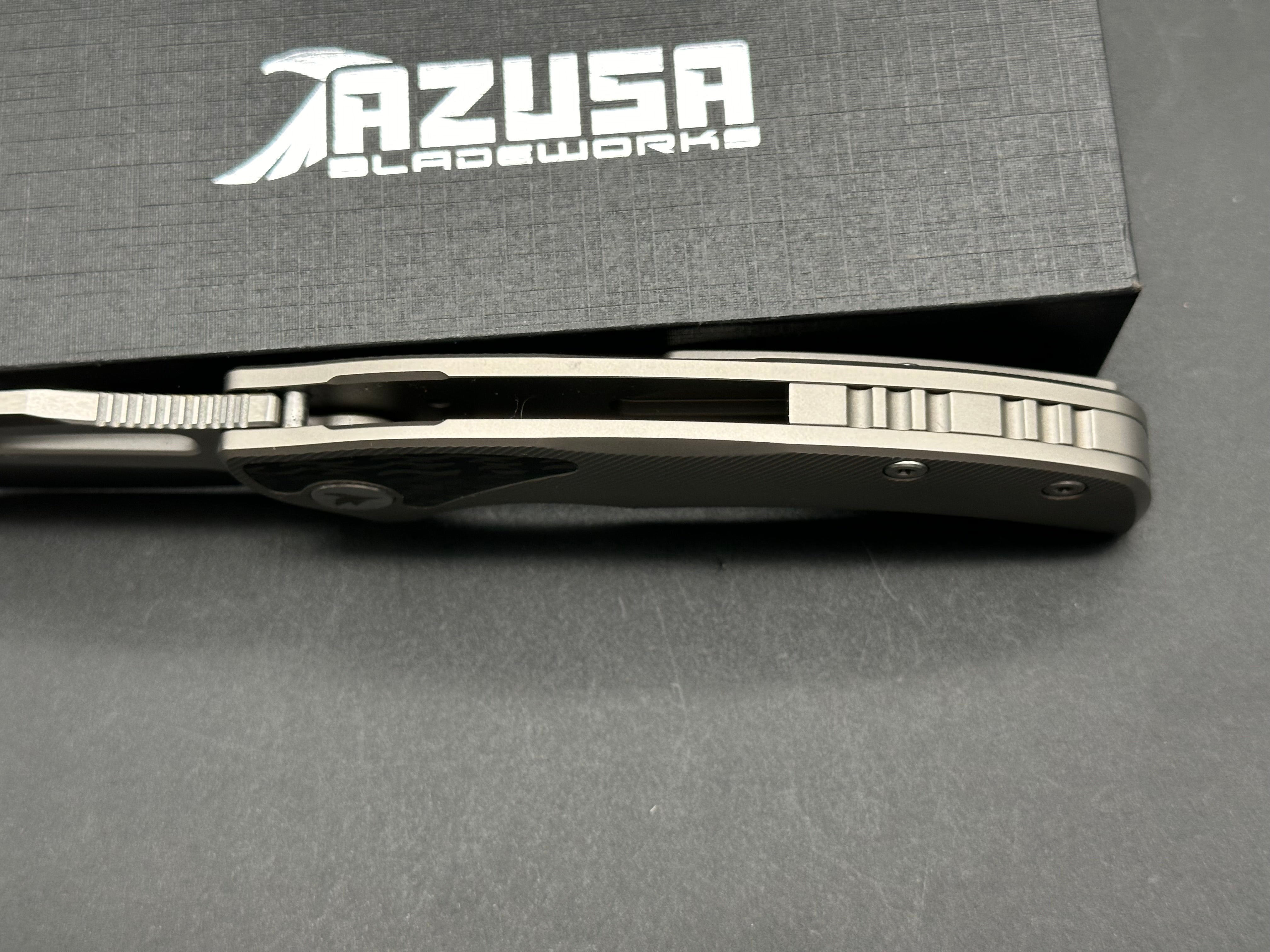 Premium Asuza Blitzkrieg Titanium & Carbon Fiber Knife with M390 Steel Blade - Perfect for Outdoor Camping, Survival, and Everyday Carry (EDC)