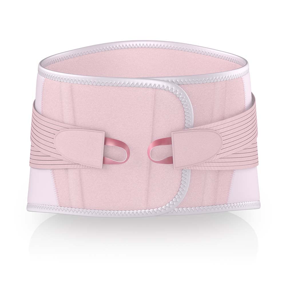 Premium Lumbar Sacral Support Belt for Women - Rigid Panel Back Brace, Medium Size, Rose Color - Relieve Lower Back Pain & Improve Posture for Office Work, Driving & Daily Activities