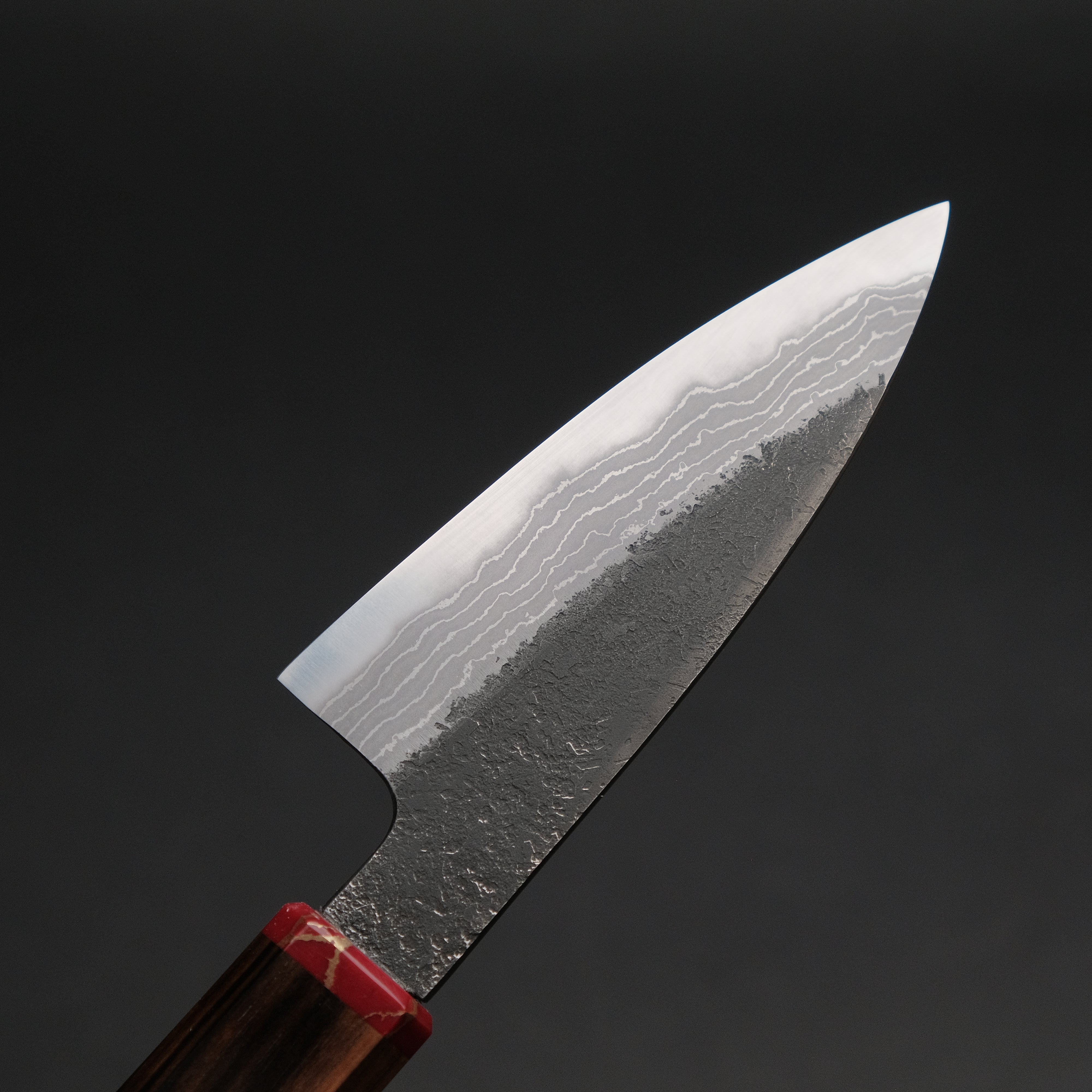 Premium Ajikataya White #2 Nashiji Damascus Petty Knife 85mm - Ebony Handle with TQP Finish (#68) - Perfect for Slicing Fruits, Vegetables & Precision Kitchen Tasks