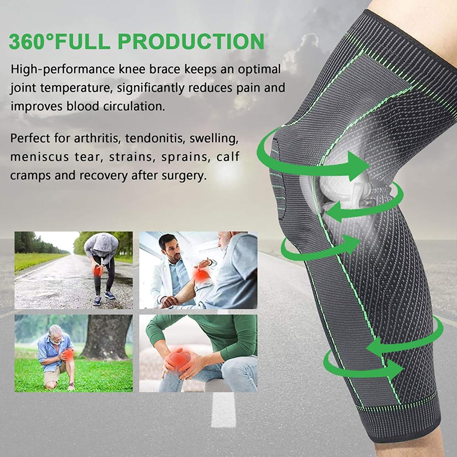 Evertone Titanium Flex Full Leg Compression Sleeve - Best for Running, Sports & Recovery - Knee Support for Athletes & Active Lifestyles