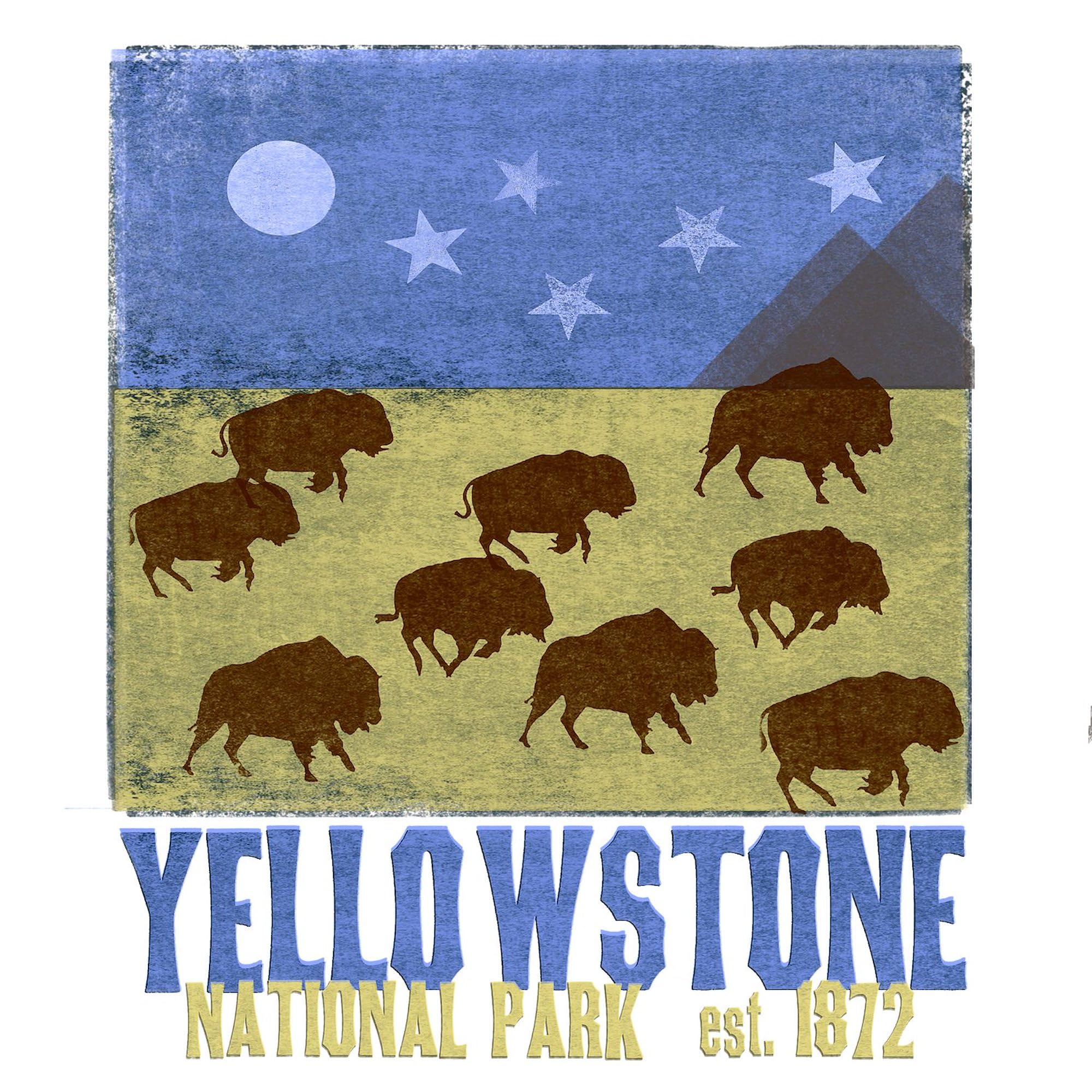 Yellowstone National Park Bison Scene Square Sticker 3x3 Inch - Durable Car Bumper Decal for Laptops, Water Bottles & Outdoor Gear - Perfect for Nature Lovers & Road Trip Enthusiasts