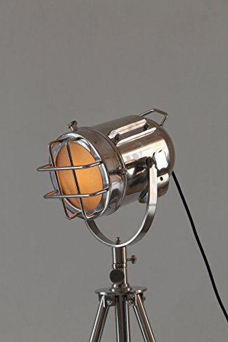 Vintage 1980s Chrome Studio Designer Floor Lamp with Metal Tripod Stand - Adjustable Searchlight for Home Office, Living Room & Reading Nook Lighting