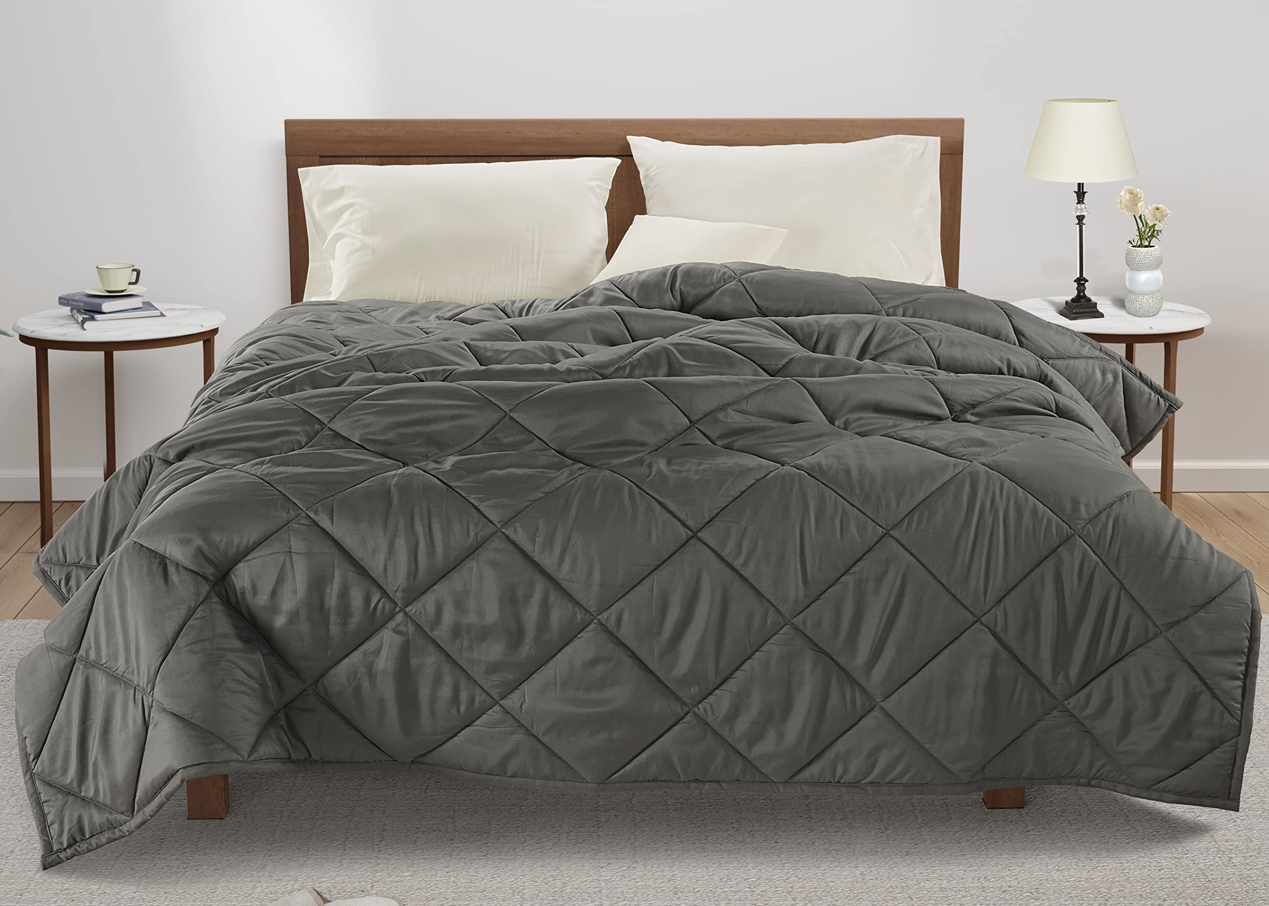 LANE LINEN Cooling Blanket Queen Size - Lightweight Summer Blanket for Bed, Sofa & Travel | Soft Microfiber Breathable Throw Blanket | Perfect for Hot Sleepers, Air Conditioning Use & Cozy Nights - Charcoal