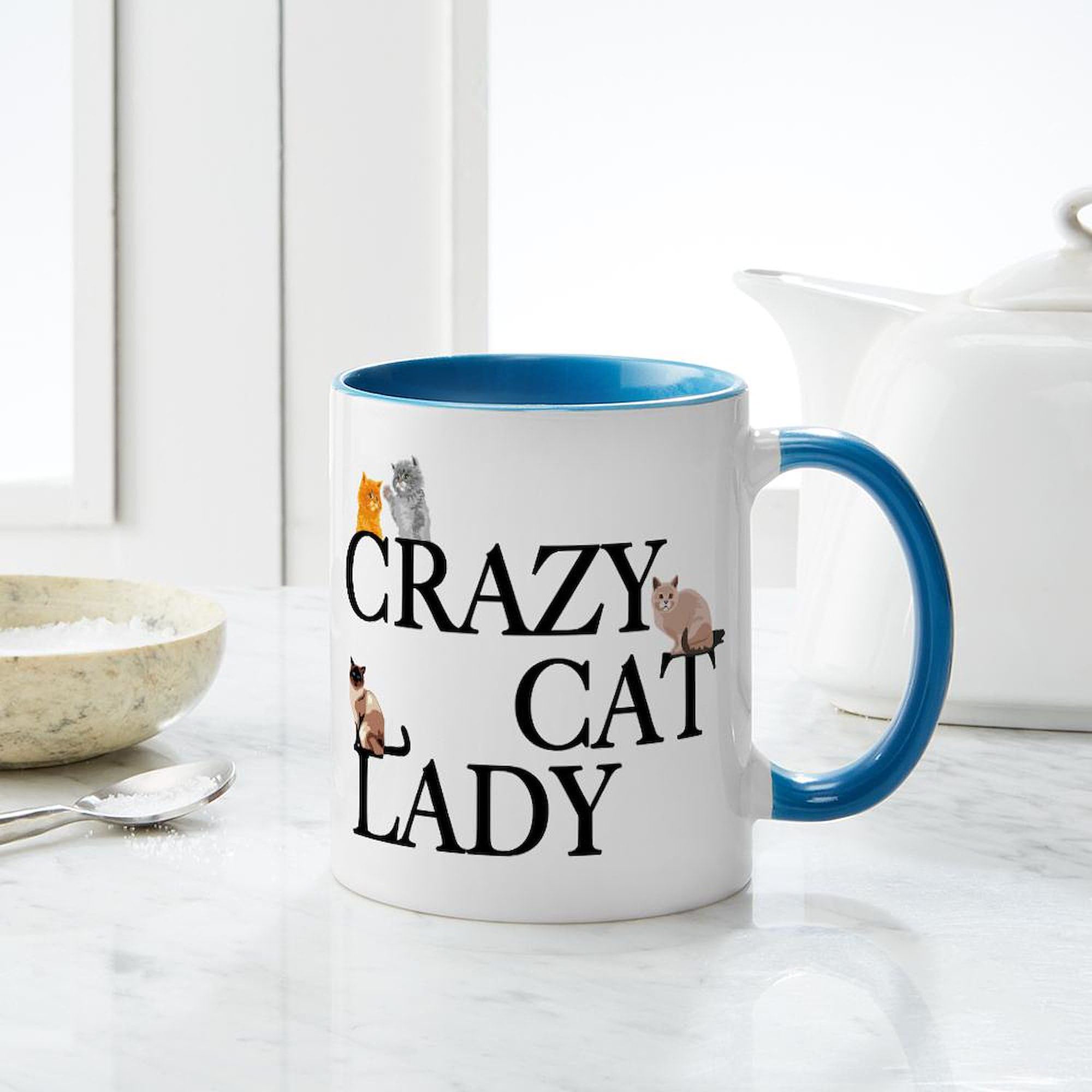 Crazy Cat Lady 11 oz (325 ml) Ceramic Coffee Mug - Funny Cat Lover Gift for Women, Best Friend, Mom | Perfect for Tea, Hot Chocolate & Office Use