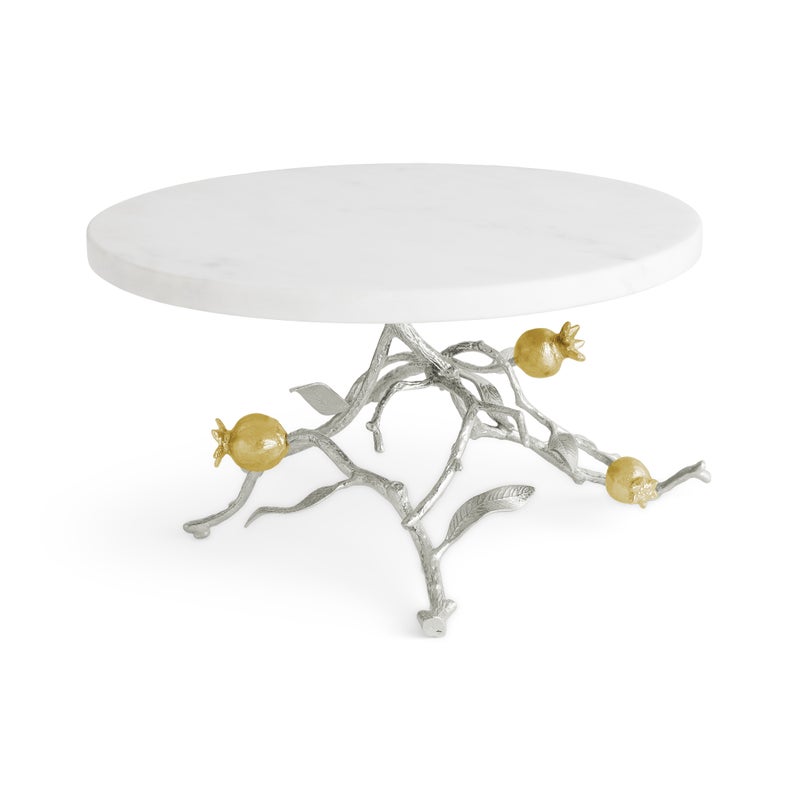 Elegant Pomegranate Silver & Gold Cake Stand - Perfect for Weddings, Birthdays & Special Occasions