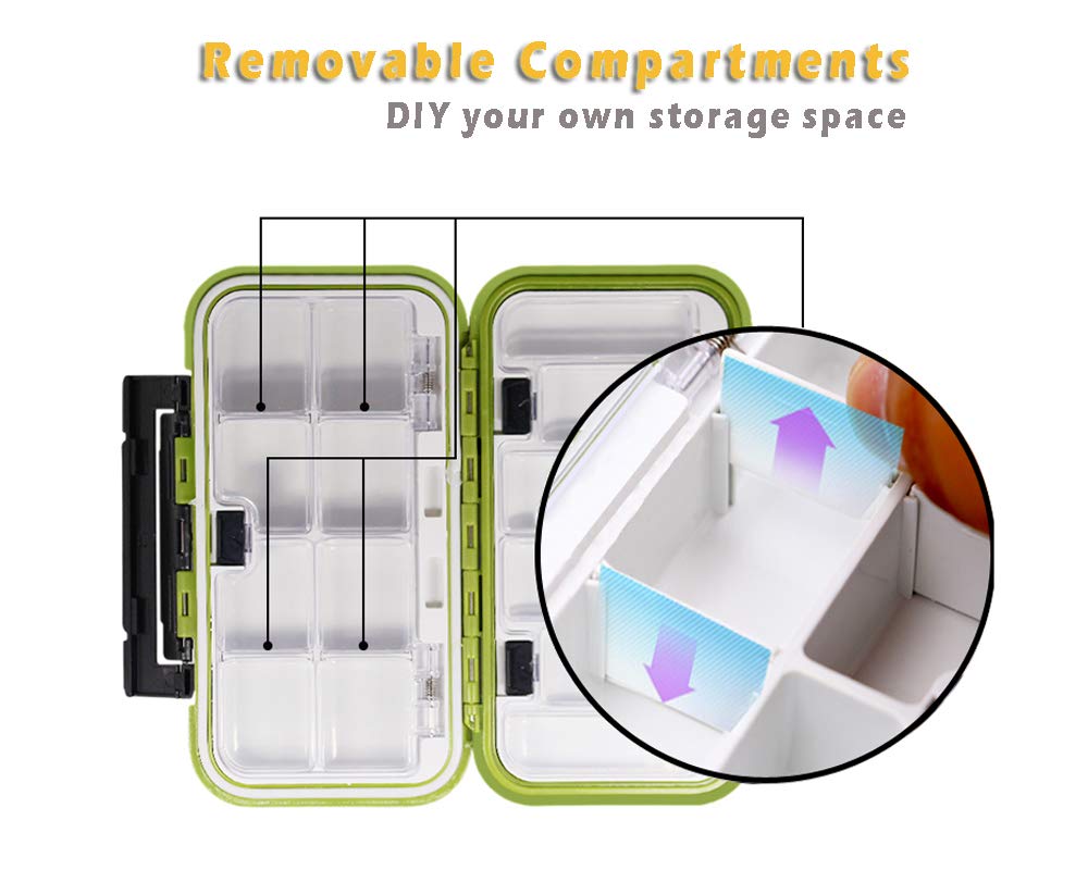 YUKI Fishing Lure Box - Thick Plastic Bait Storage Case for Fly Fishing Gear