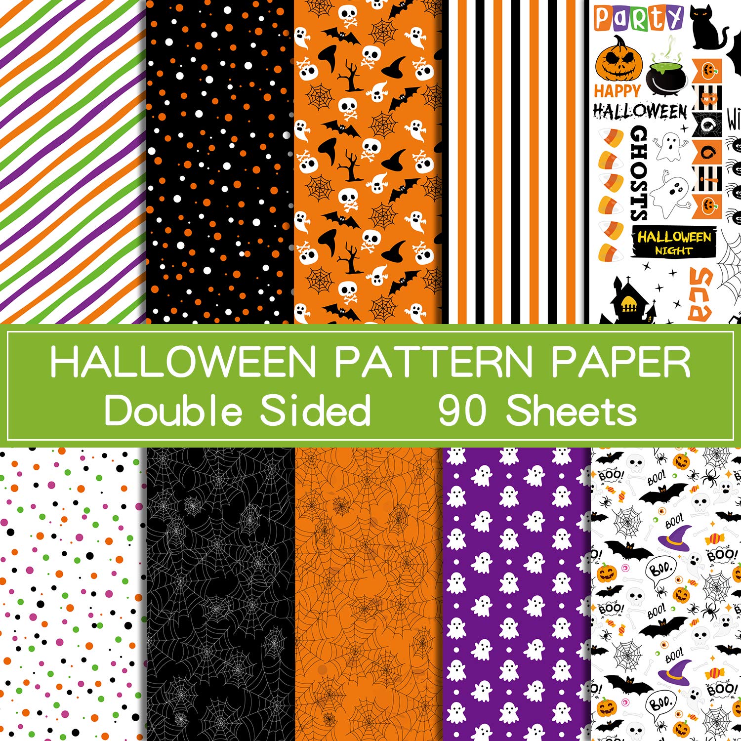 ASTARON 90 Sheets Halloween Pattern Paper Set - A5 Size (5.5