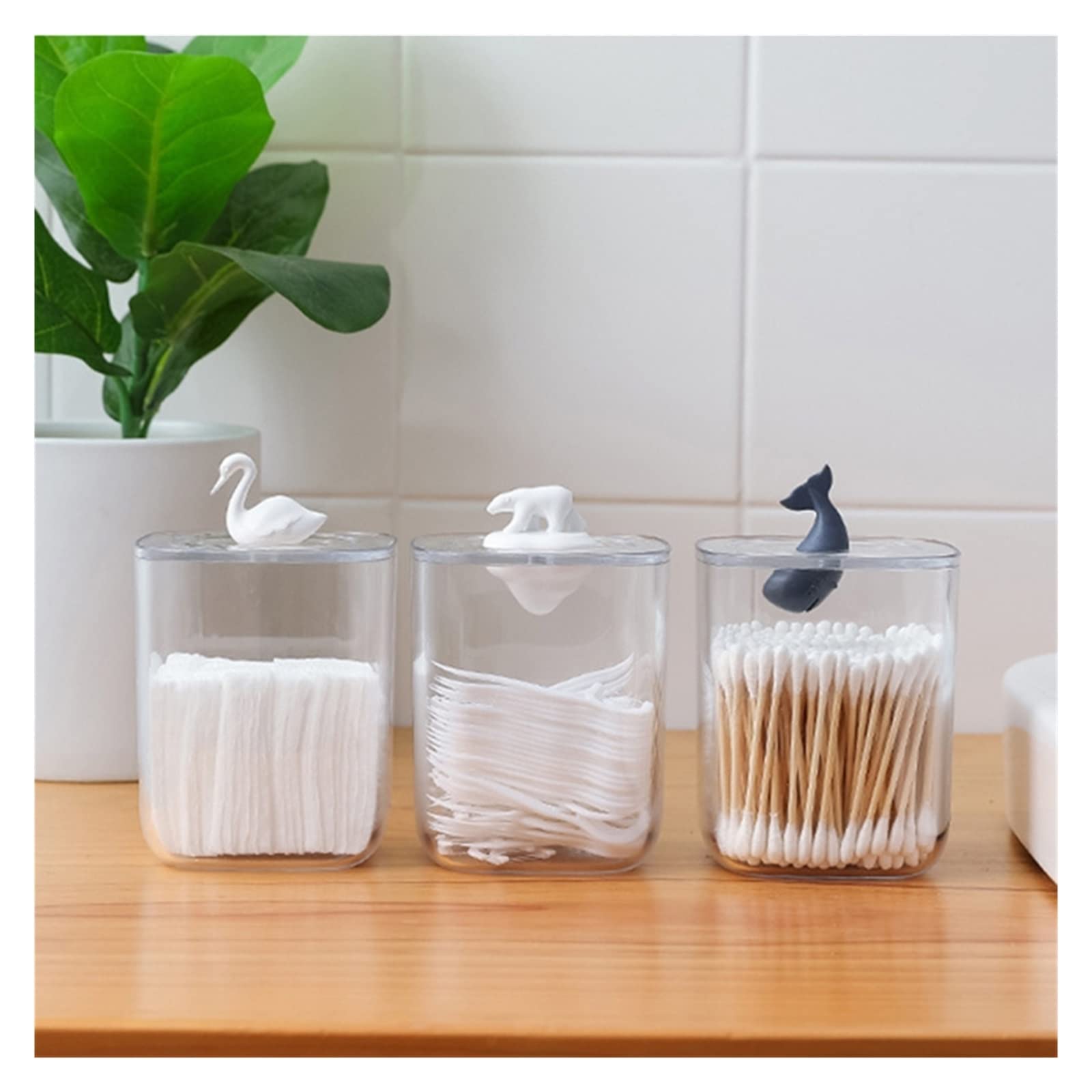 Whale-Shaped Transparent Plastic Toothpick Holder & Cotton Swab Storage Box - Waterproof Cosmetic Organizer for Bathroom, Kitchen, and Travel (Color: Whale)