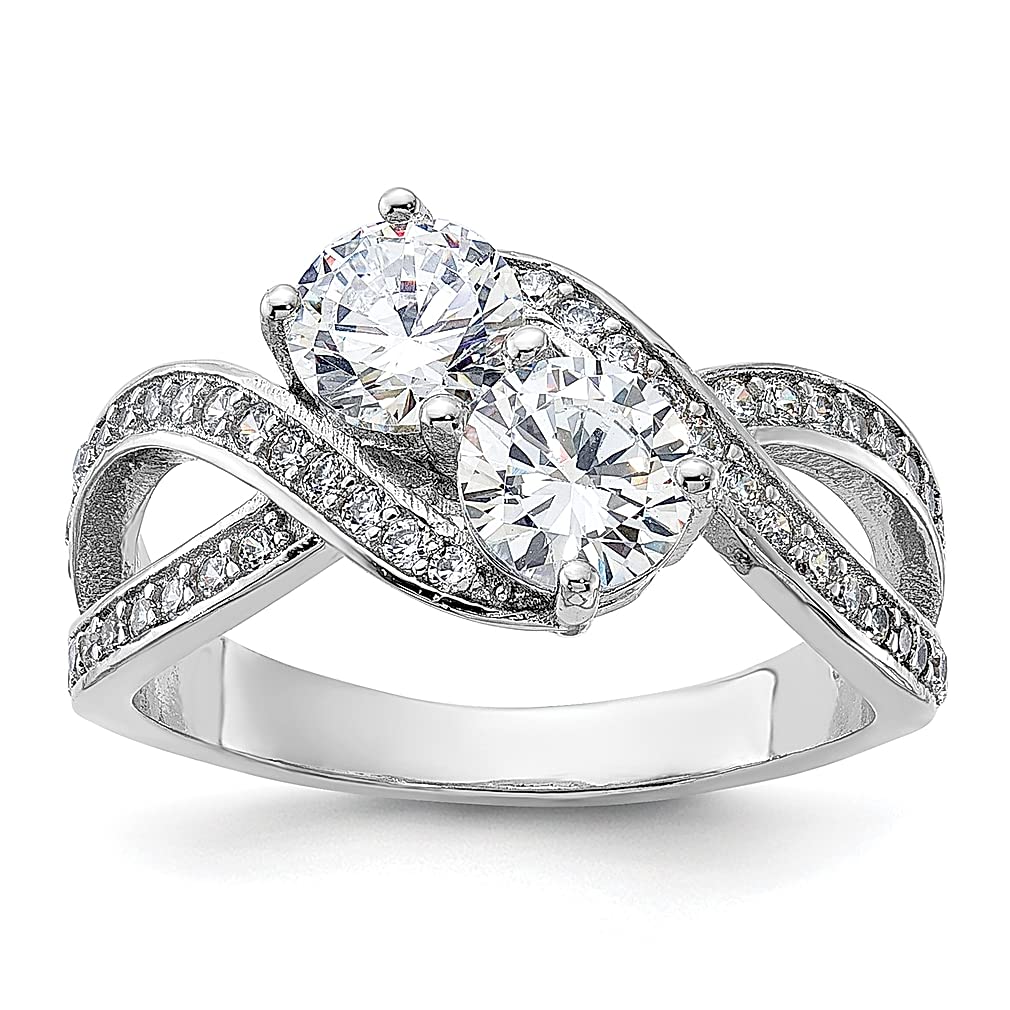 925 Sterling Silver Cubic Zirconia CZ Two Stone Band Ring for Women | Elegant Fine Jewelry Gift for Her | Perfect for Anniversaries, Birthdays & Special Occasions