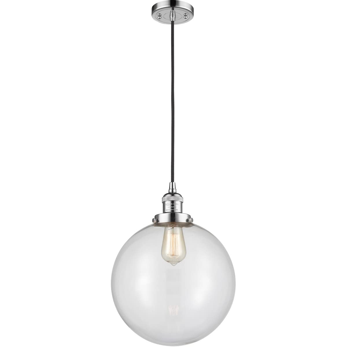 201C-PC-G202-12 LED Bare Bulb 1 Light Cord Set in Polished Chrome - Perfect for Vintage Lighting, Industrial Decor & Edison Style Fixtures