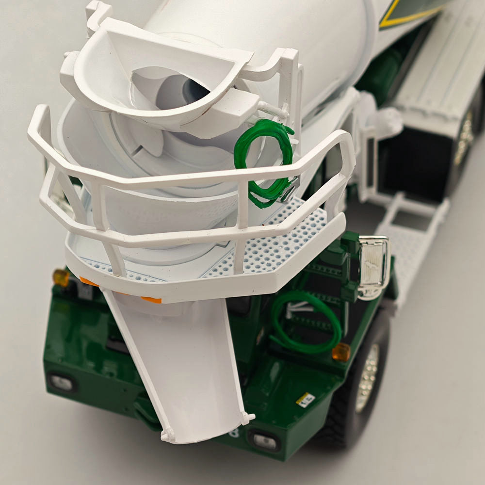 1/34 Scale Oshkosh Front Discharge Concrete Mixer Truck - Green Diecast Metal Replica Model (19-4245) - Perfect for Collectors, Construction Enthusiasts & Kids' Play Scenes