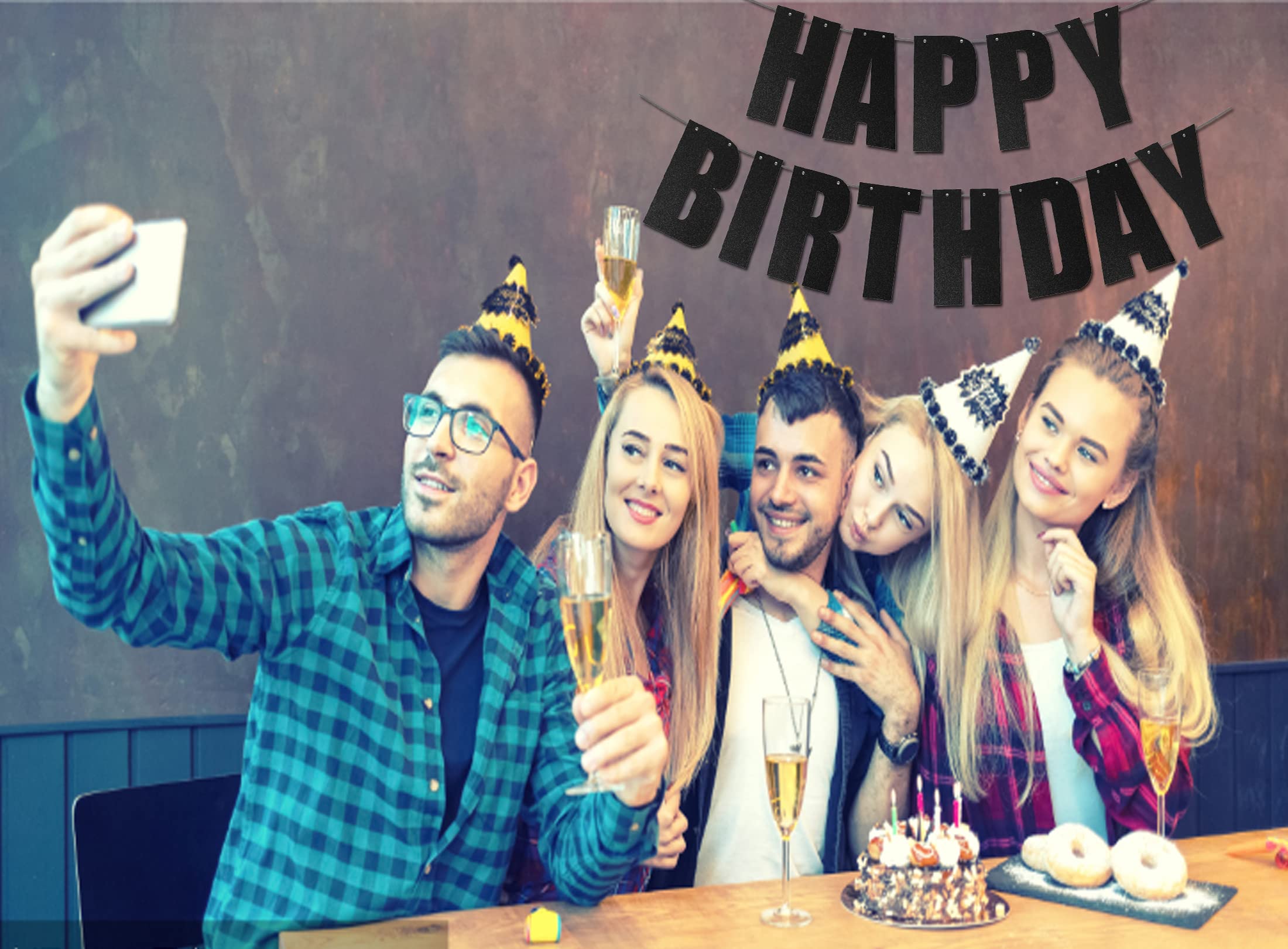 Black Happy Birthday Banner - Premium Party Decorations for Birthday Celebrations, Home & Office Decor - Perfect for Birthday Parties, Anniversaries, and Special Events