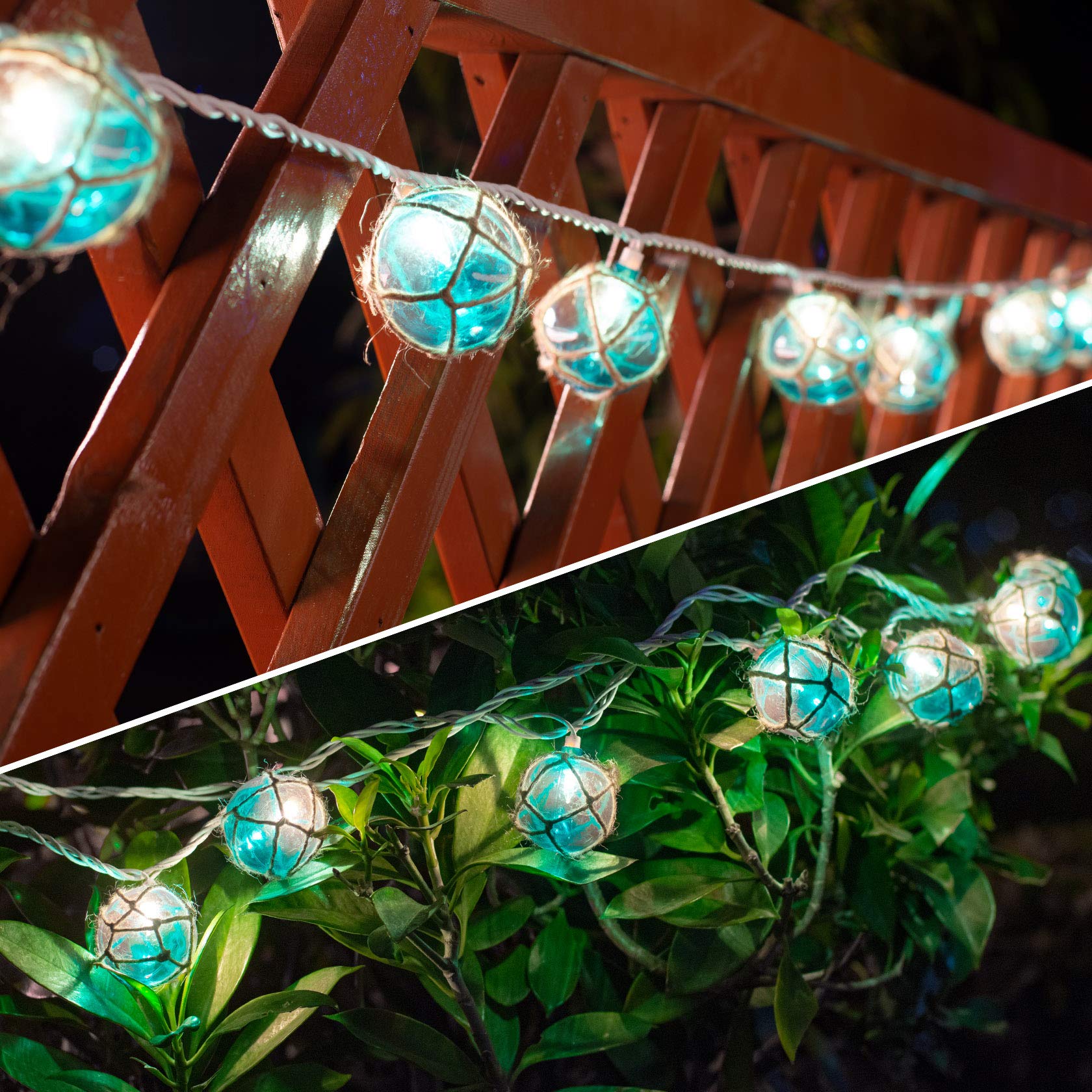 Nautical String Lights - Set of 10 Blue G50 Beach Themed Fairy Lights for Ocean Decor, Coastal Room Lighting, Fishing Boat & Patio Ambiance | Perfect for Beach Weddings, Backyard Parties & Seaside Home Decoration