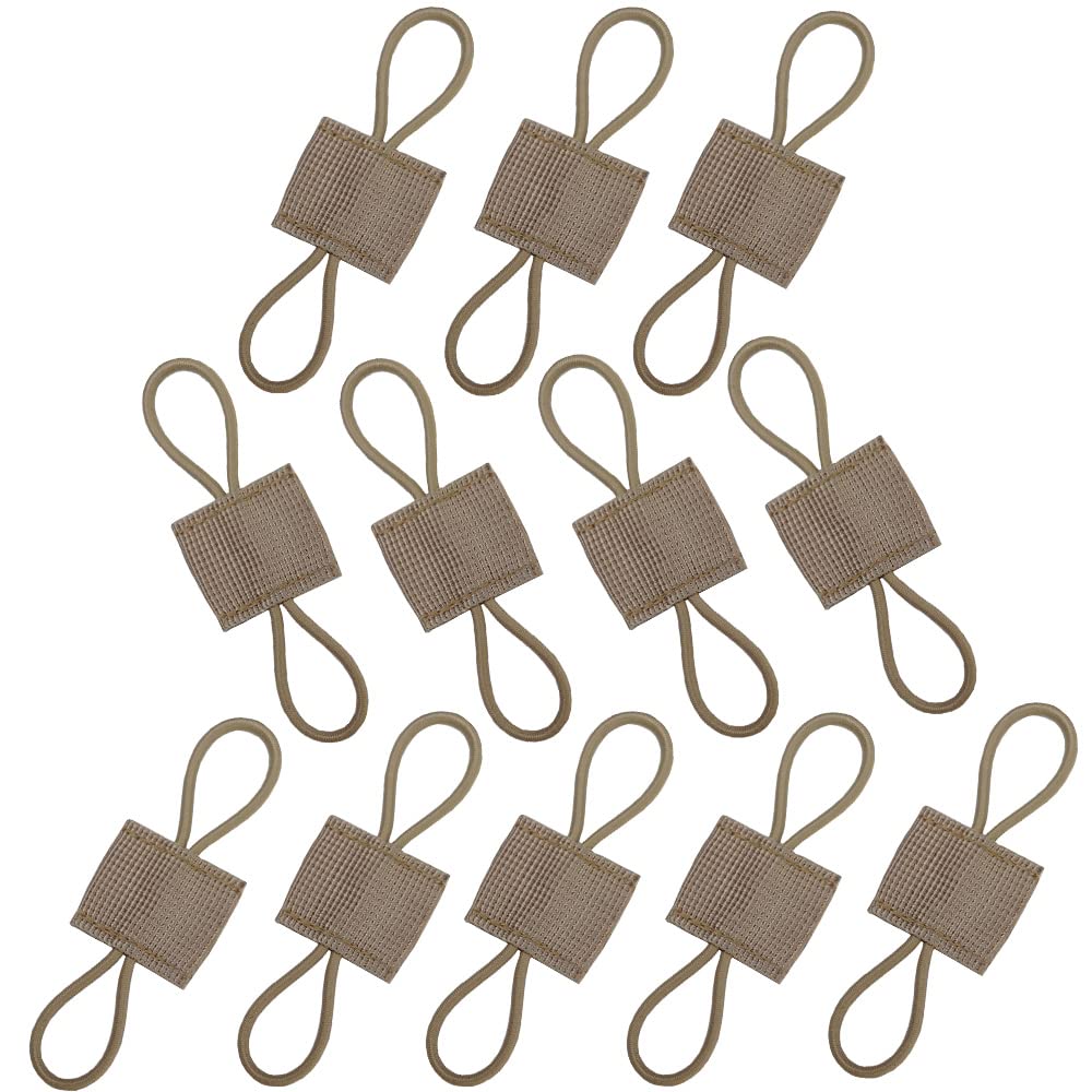 12 Pack Tactical Binding Retainer Clips - MOLLE Webbing Gear Holder, Elastic Buckle Straps for Tactical Vests, Backpacks & Bags | Durable Military-Grade Fasteners for Outdoor, Hiking & Camping Gear Organization (Khaki)