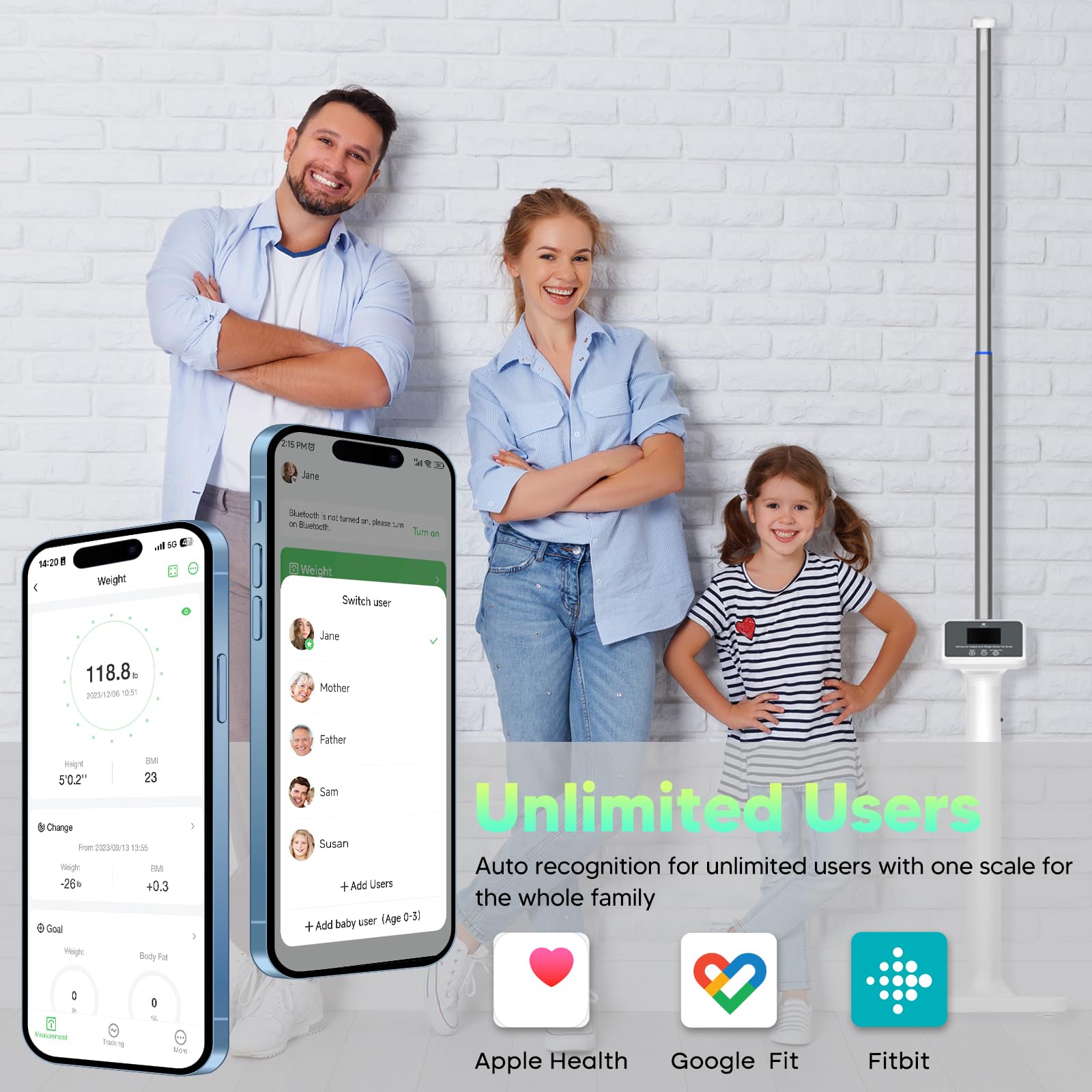Arboleaf Digital Physician Scale with Ultrasonic Height Measurement - Smart Body Composition Analyzer for Weight, BMI, Body Fat - FSA/HSA Eligible (11-485lb, 6ft 4.8in) - Perfect for Home Gym & Health Tracking