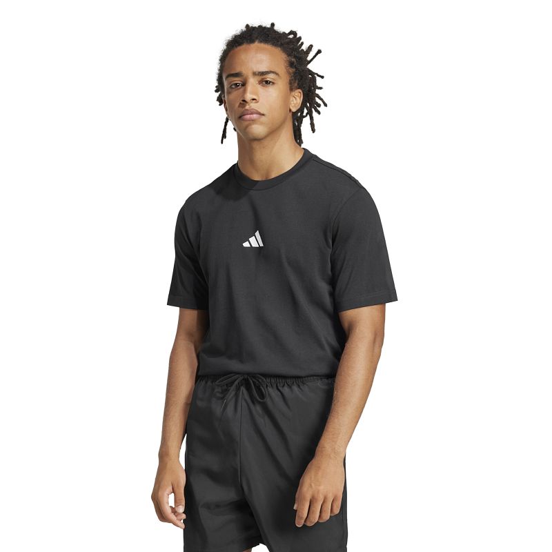 Adidas Men's Essentials Single Jersey Small Logo T-Shirt - Comfortable Casual Cotton Tee for Gym, Workout & Everyday Wear