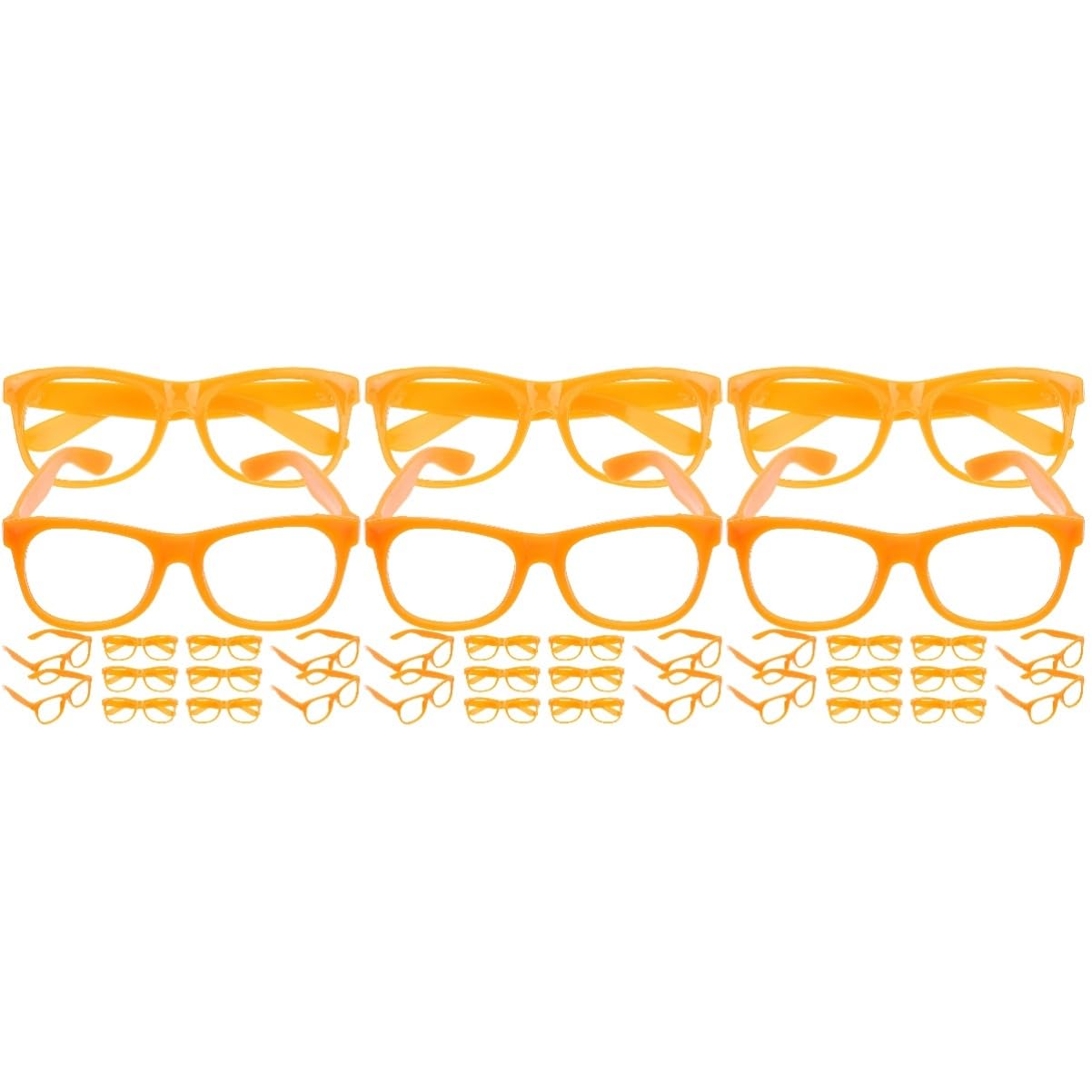 SOIMISS 36 Pcs Fun Baby Doll Glasses Frames - Colorful Kids Party Accessories, Toddler Pretend Play Toy, Orange PP Plastic Eyewear for Dress Up & Role Play Games | Perfect for Birthday Parties, Halloween Costumes & Photo Props